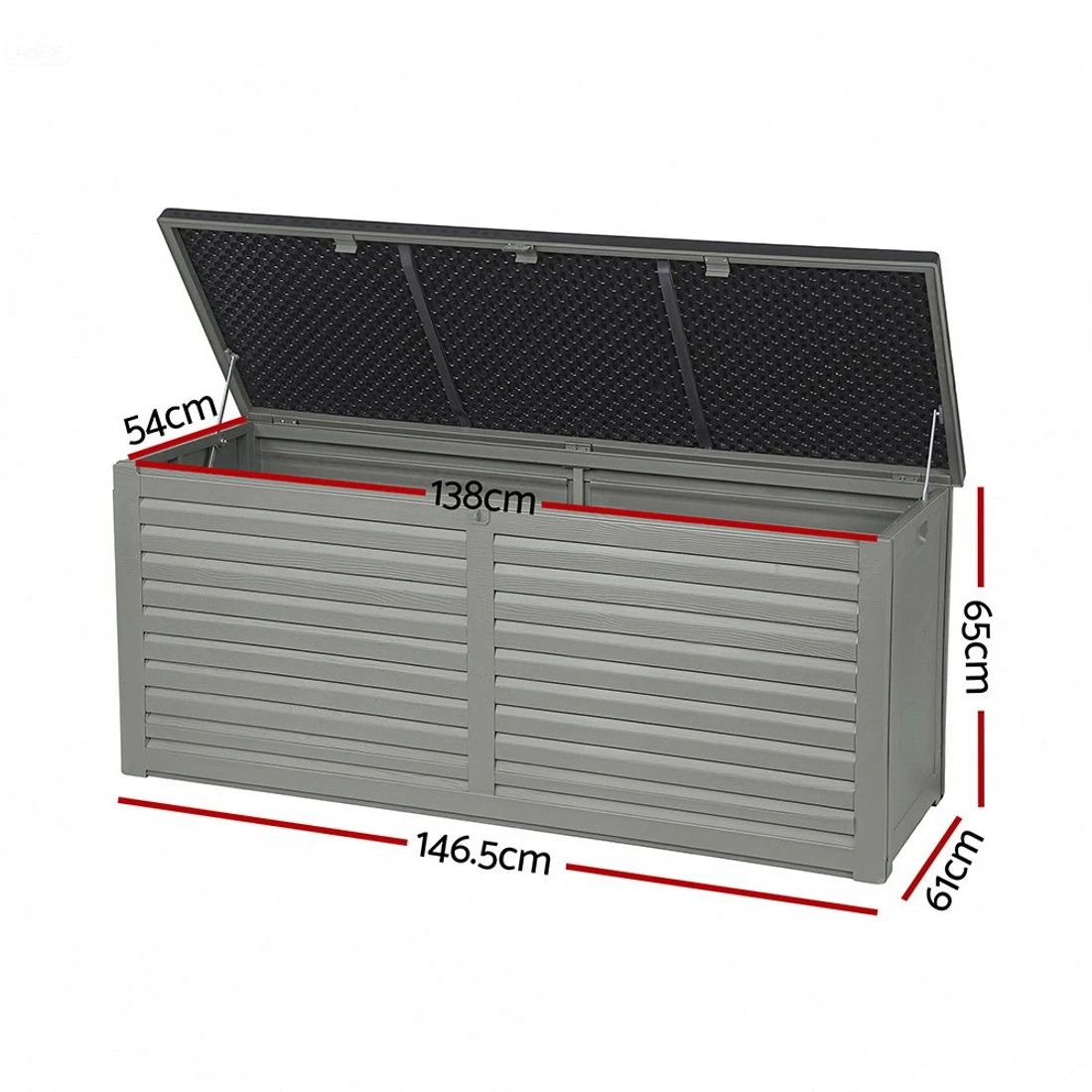 2 Gardeon Outdoor Storage Box 490L Container Lockable Garden Bench Tools Toy Shed - Black, 2 of 8