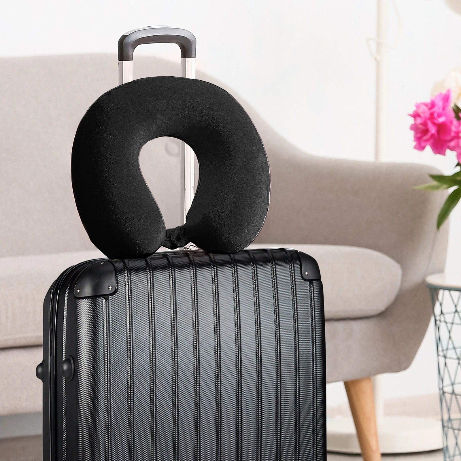 3 Milano Décor Memory Foam Travel Neck Pillow With Clip Cushion Support Soft - Black, 3 of 7