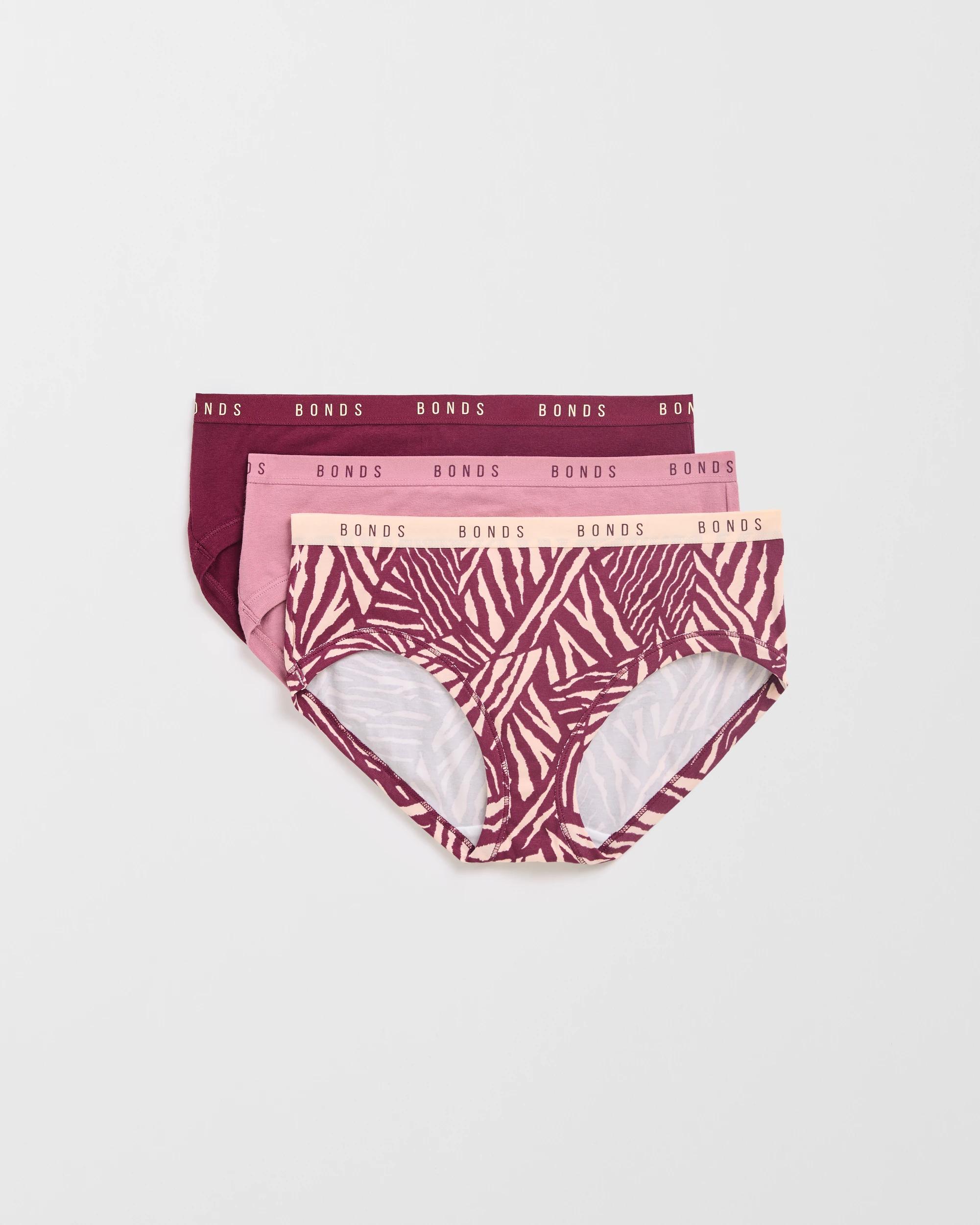 1 Bonds Cottontails 3 Pack Midi Briefs NATURAL STRIPE, 1 of 5