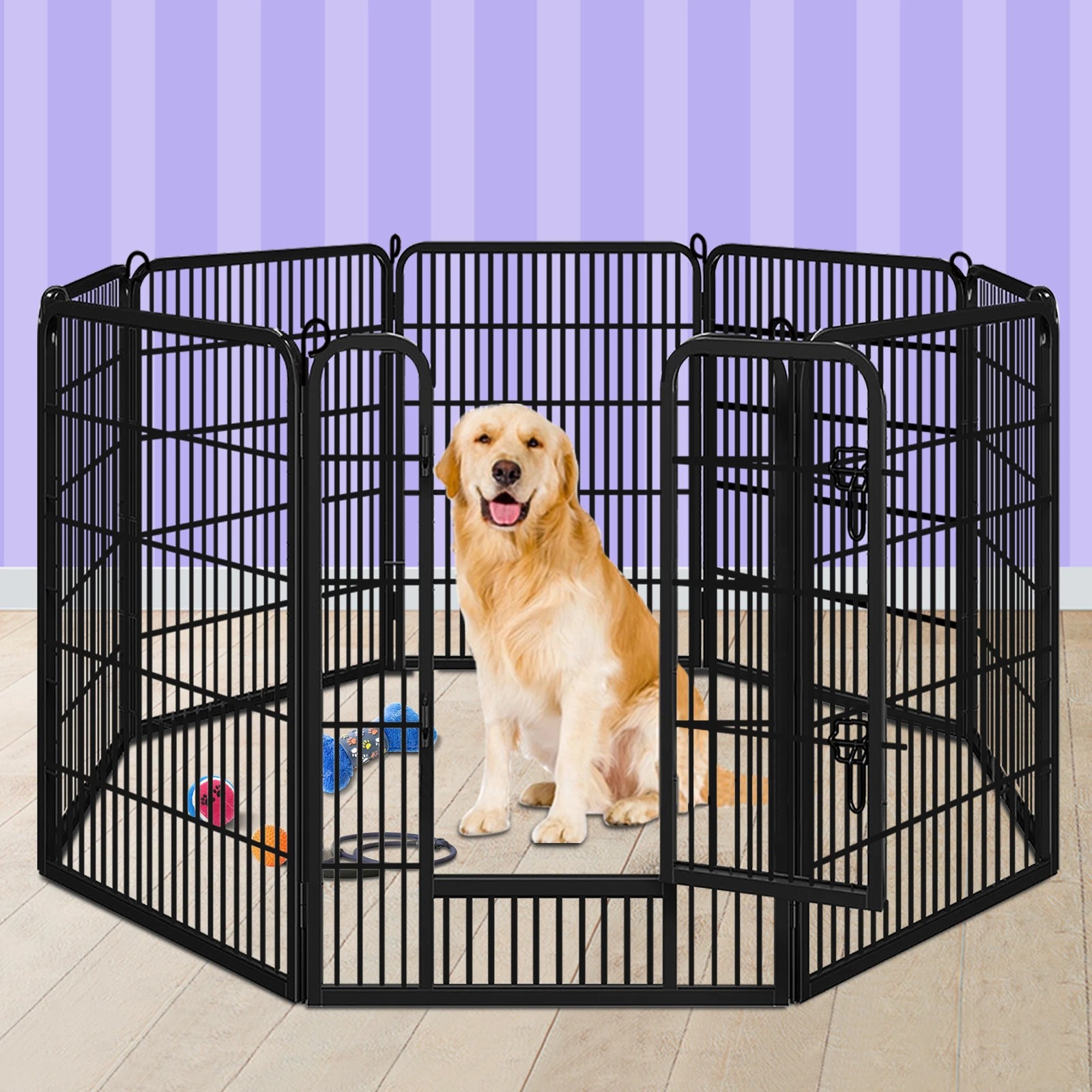 2 Beastie Pet Playpen Large 8 Panel Fence Enclosure Dog Metal Exercise Pen 40 Inch - Black, 2 of 8