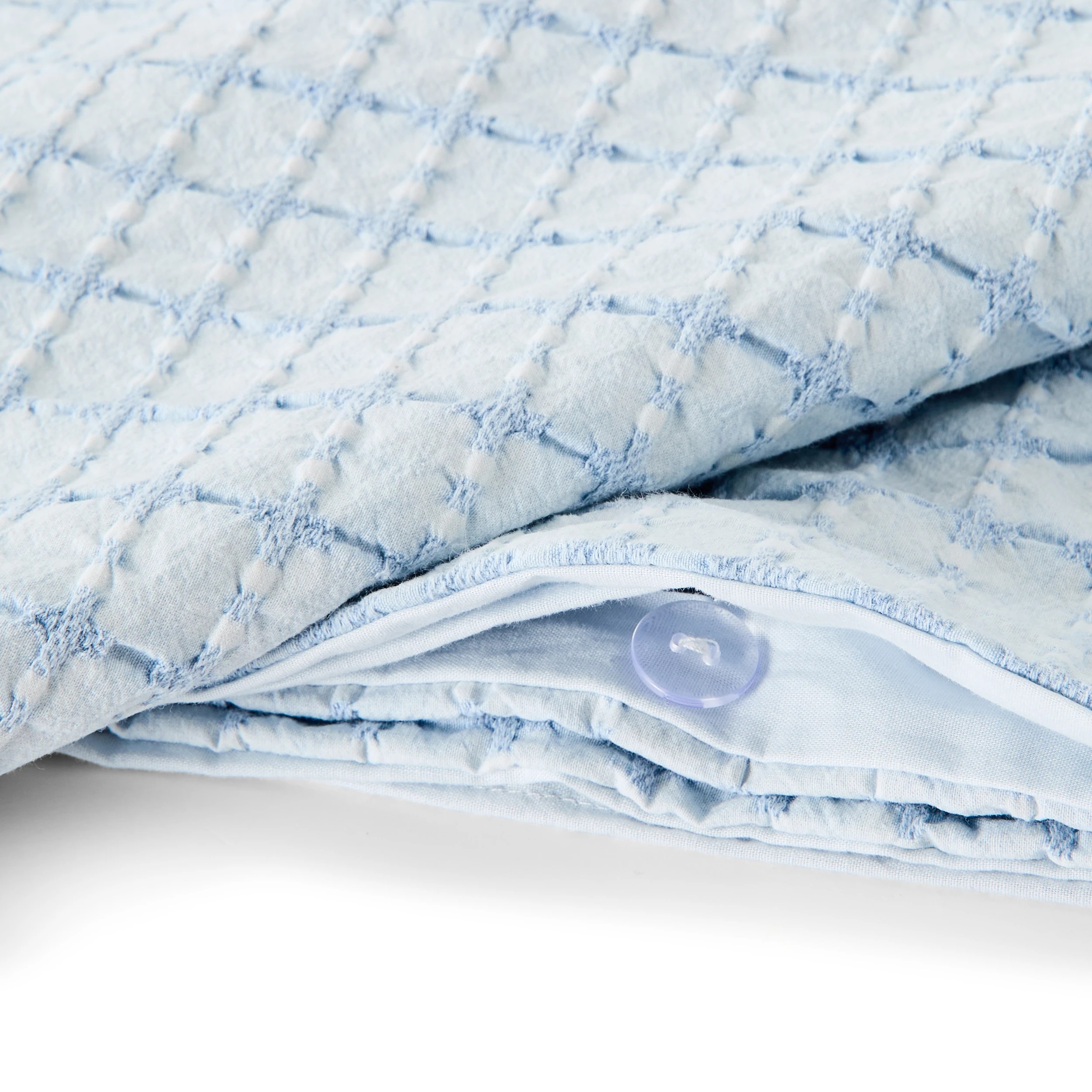 4 Stonewashed Cotton Quilt Cover Set - Super King Bed, Blue, 4 of 6