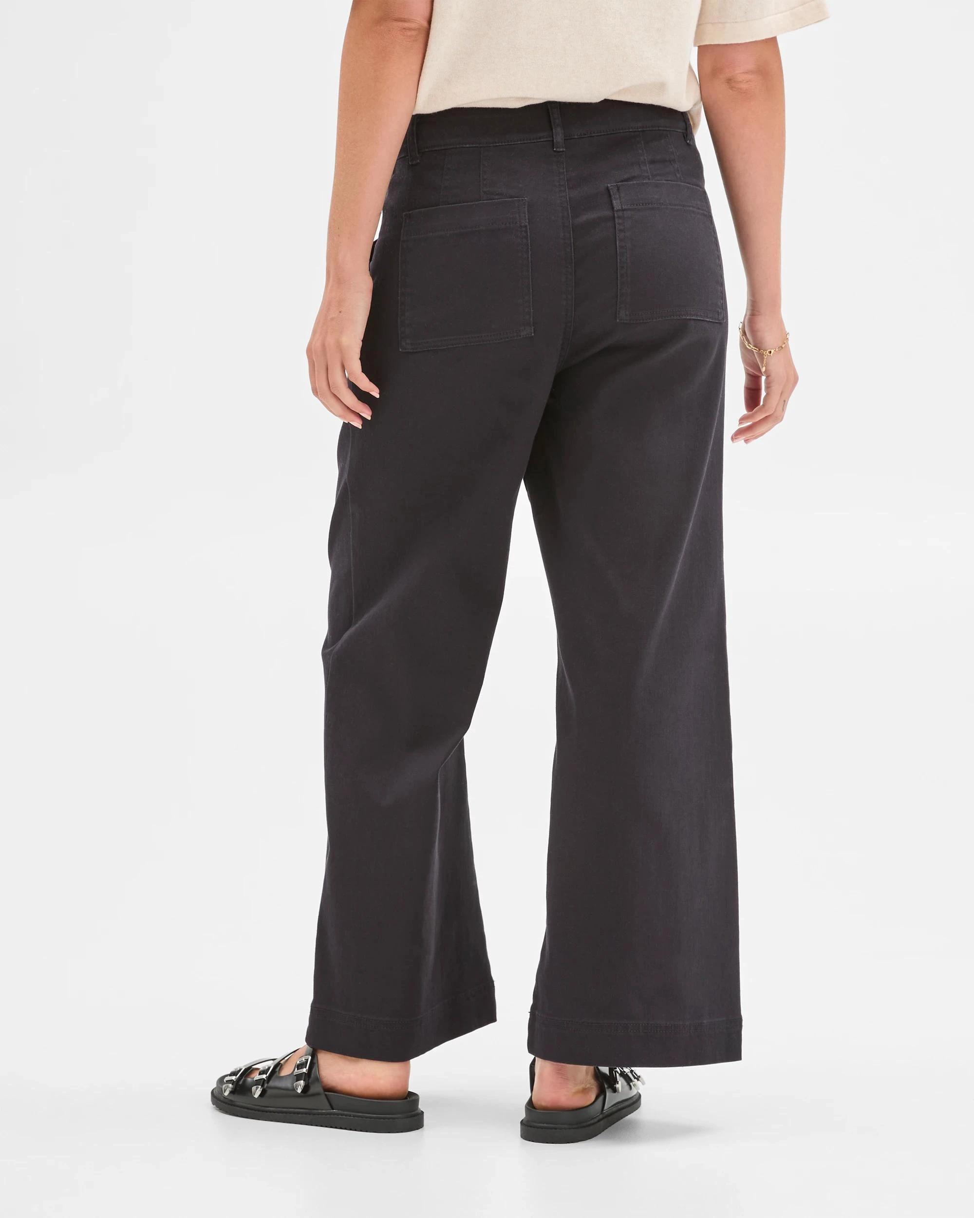 6 Target Woman Australian Cotton Blend Stretch Twill Wide Leg Pants BLACK, 6 of 6