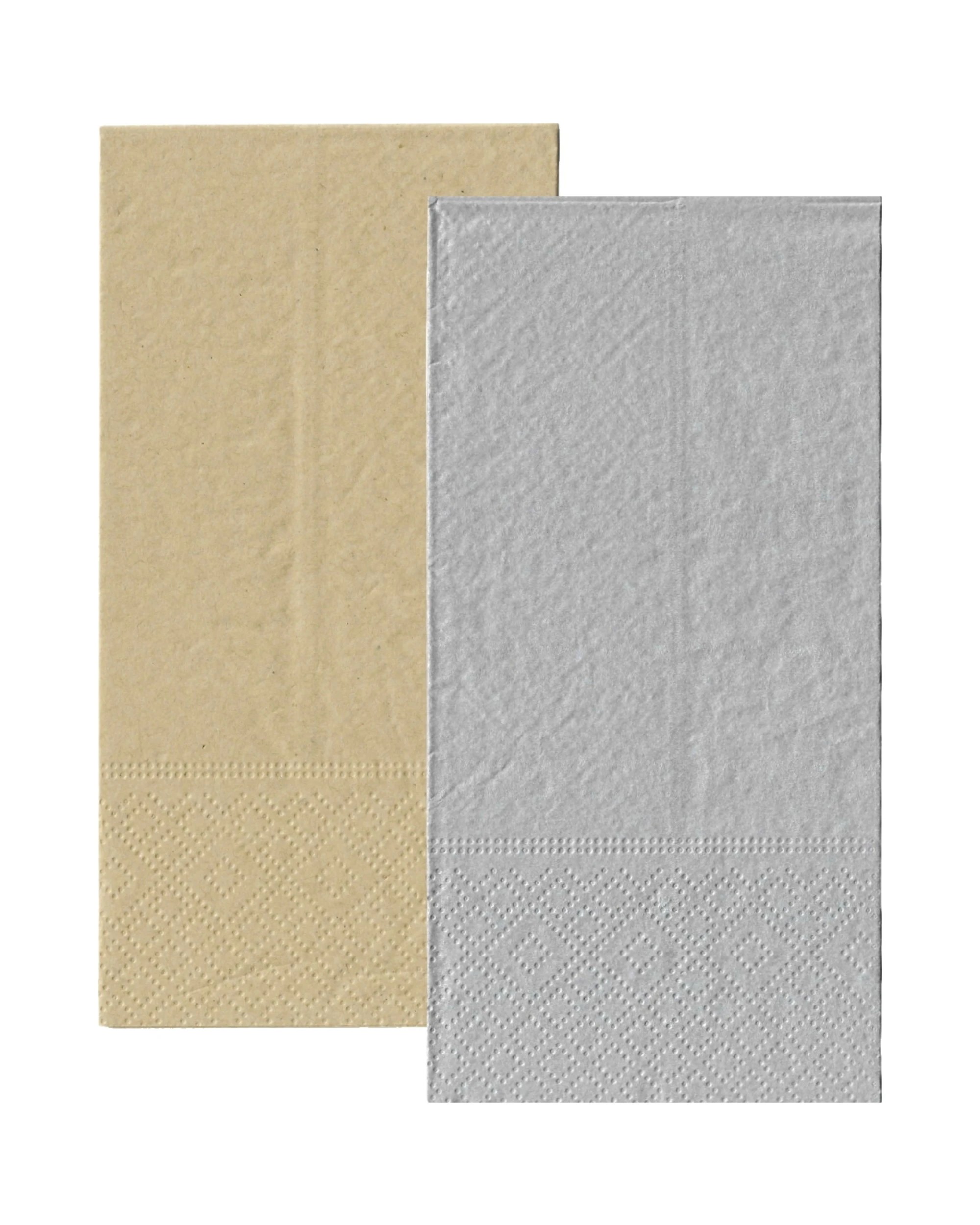 1 Alpen Metallic and Eco Brown Napkins Serviettes 1 8 GT Fold Pack of 20 - Silver, 1 of 2