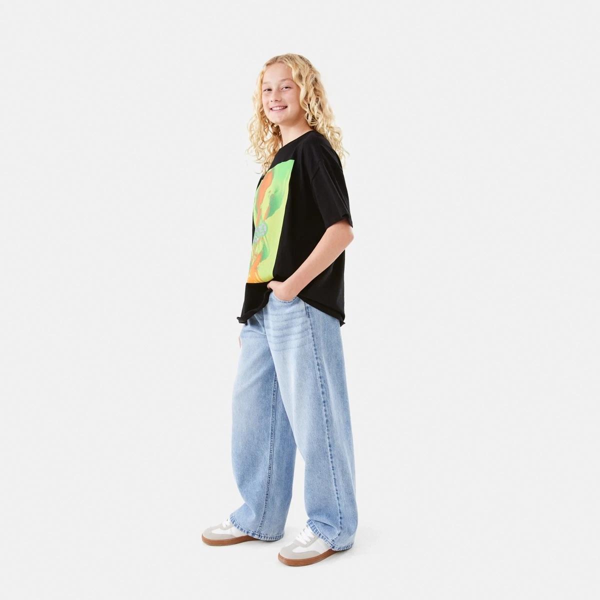3 Wide Leg Elastic Jeans MID DENIM WASH, 3 of 6