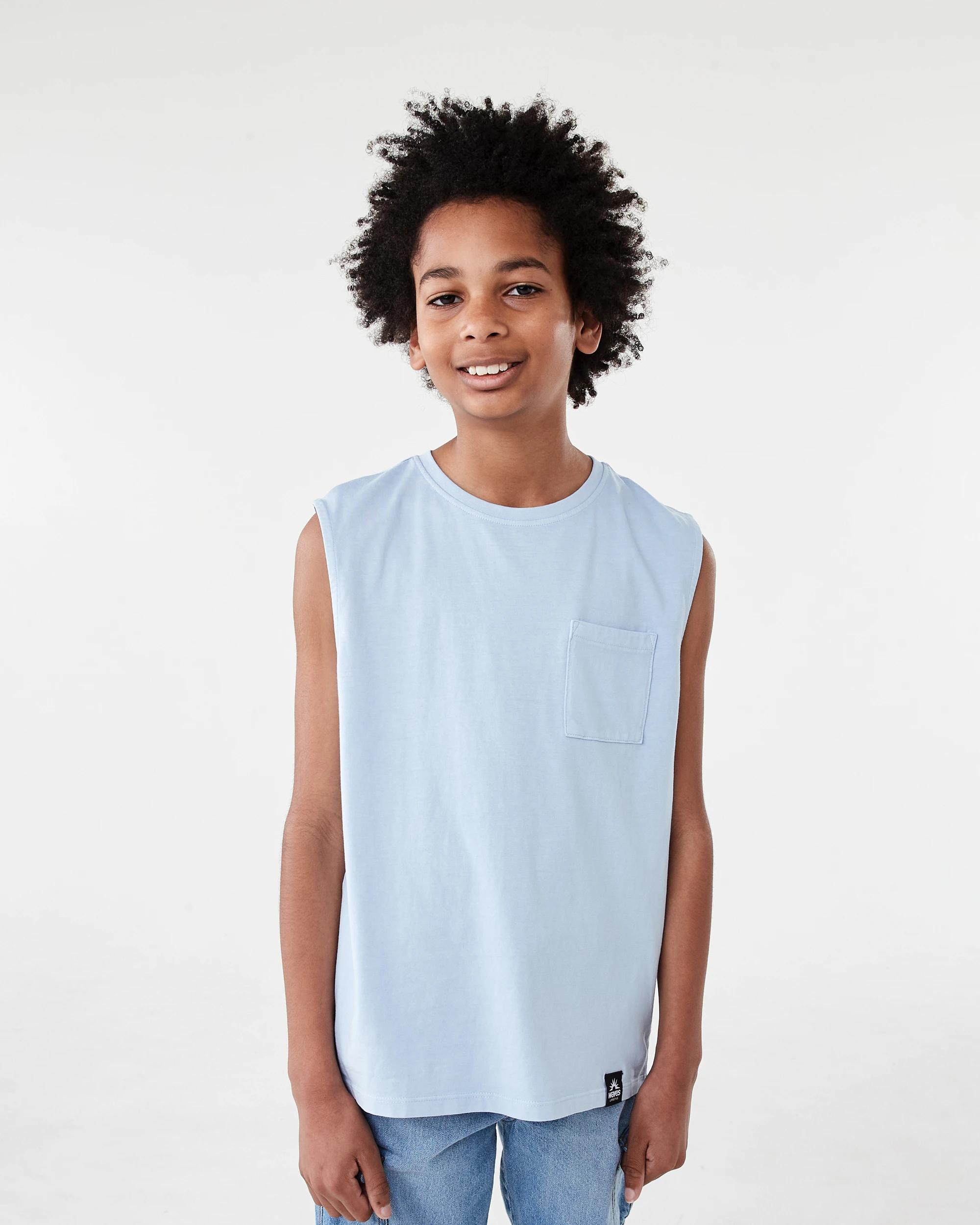 1 Sleeveless Wash Muscle Light Blue, 1 of 7