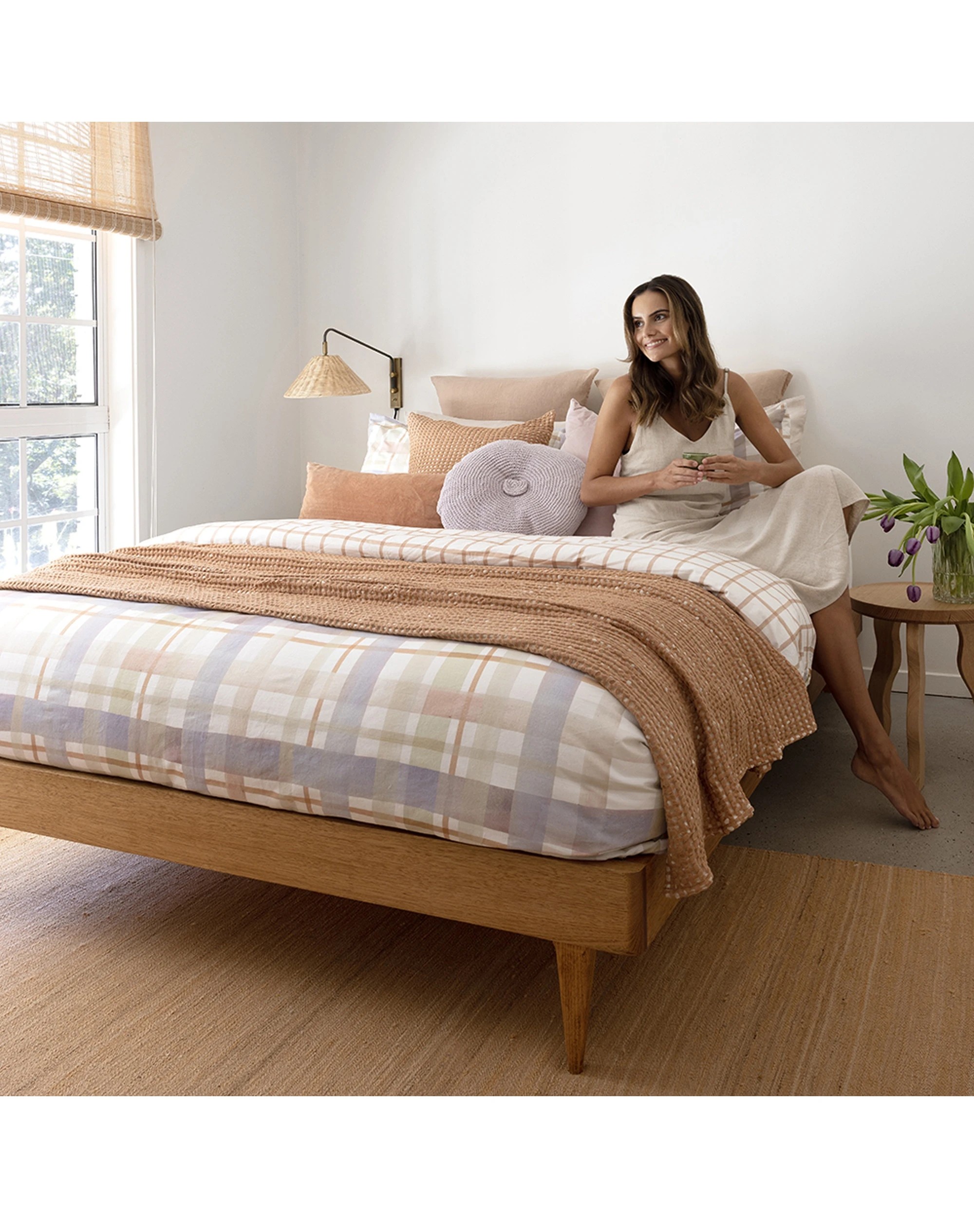 5 BAMBURY Dion Quilt Cover Set Cotton Watercolour Check Printed - Queen Bed - Pattern, 5 of 7