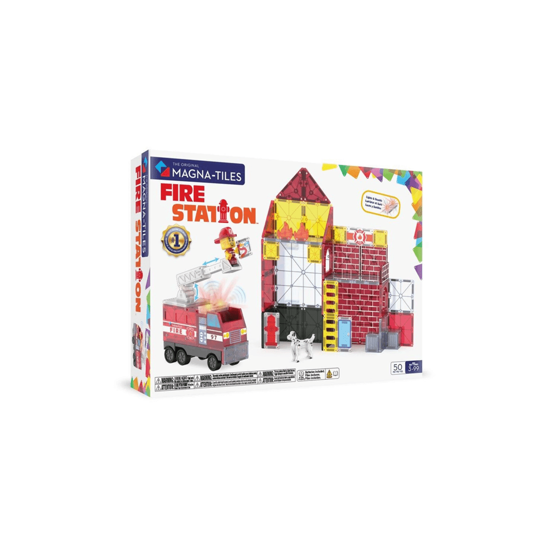 1 MAGNA-TILES Fire Station 50-Piece Magnetic Building Set With Fire Truck Ages 3 - Multi, 1 of 3