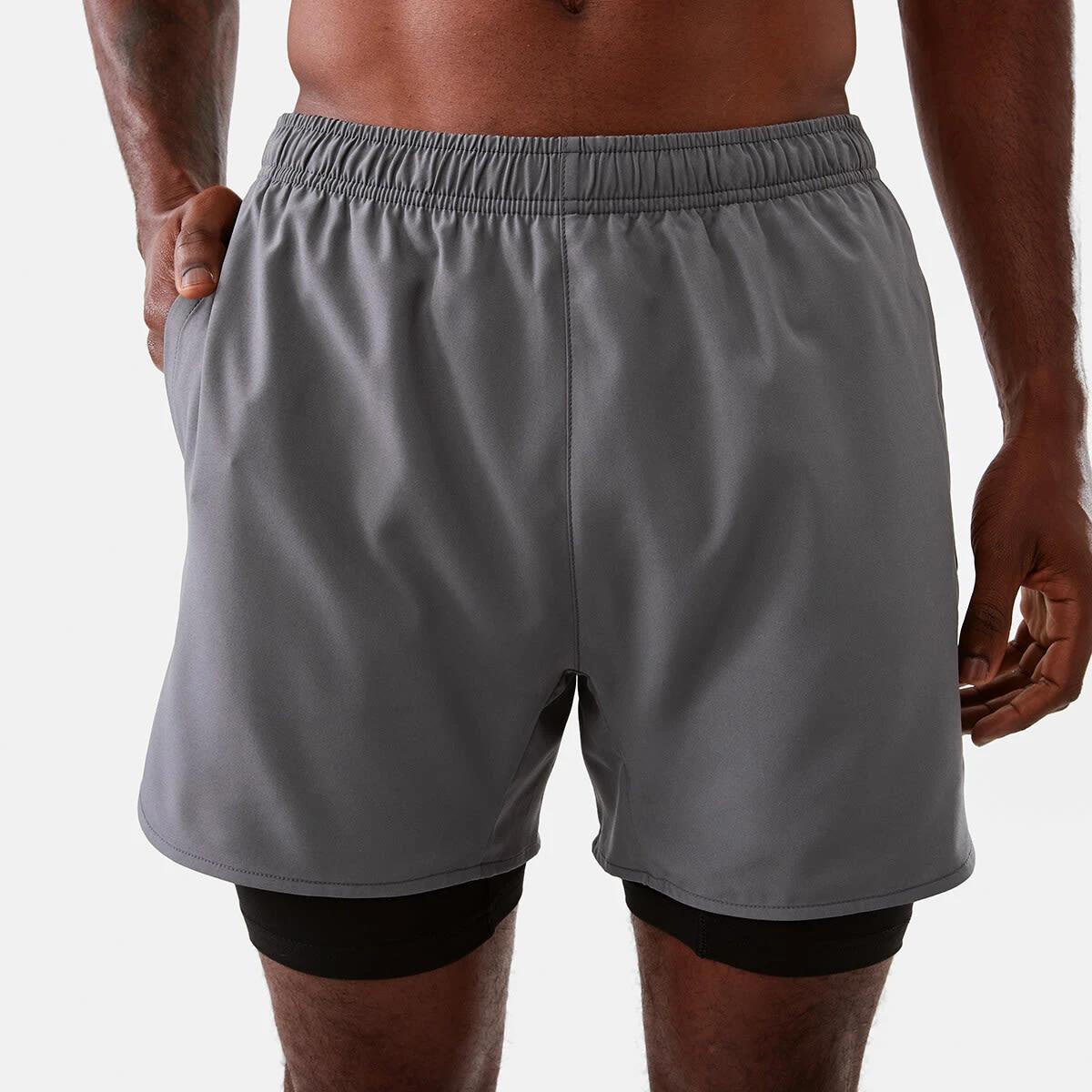 1 Active Mens Dual Layer Shorts QUIET SHADE, 1 of 7