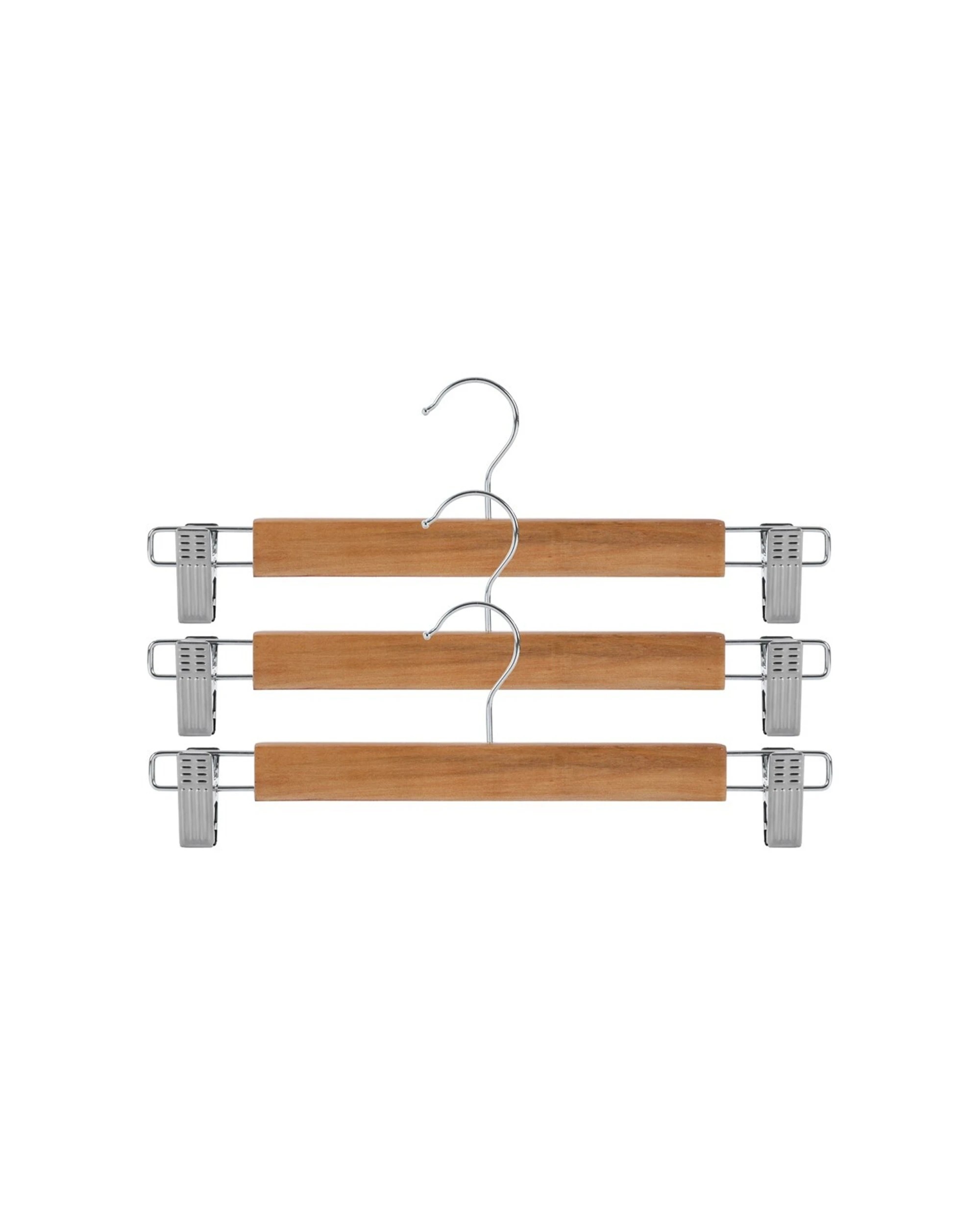 3 3pc Boxsweden 33cm Clothes Wooden Trousers/pants/jeans Clips Hangers Organiser
 - Natural, 3 of 3