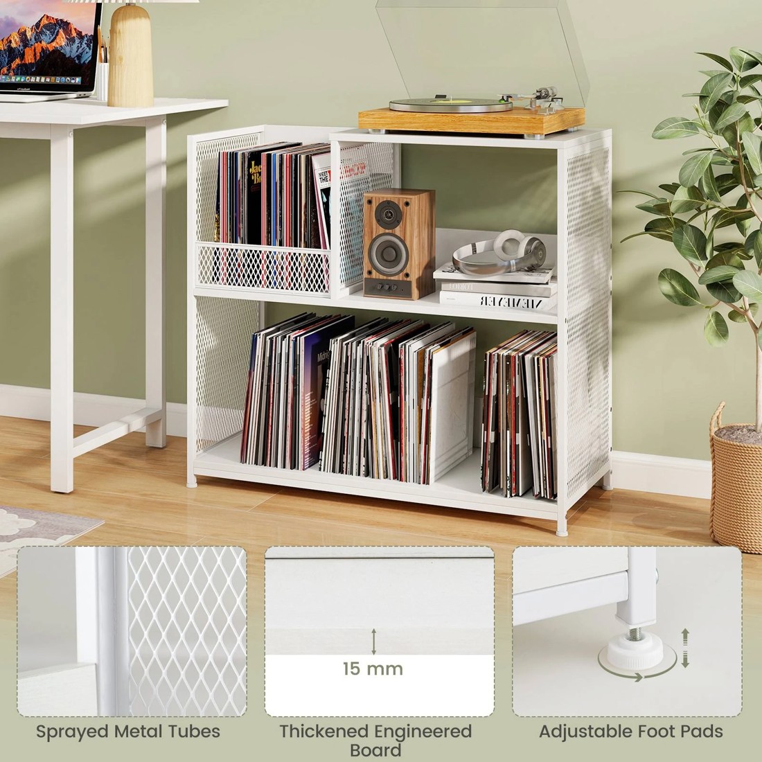 5 Costway 3-Tier Record Player Stand Turnable Vinyl Side Table, 5 of 8