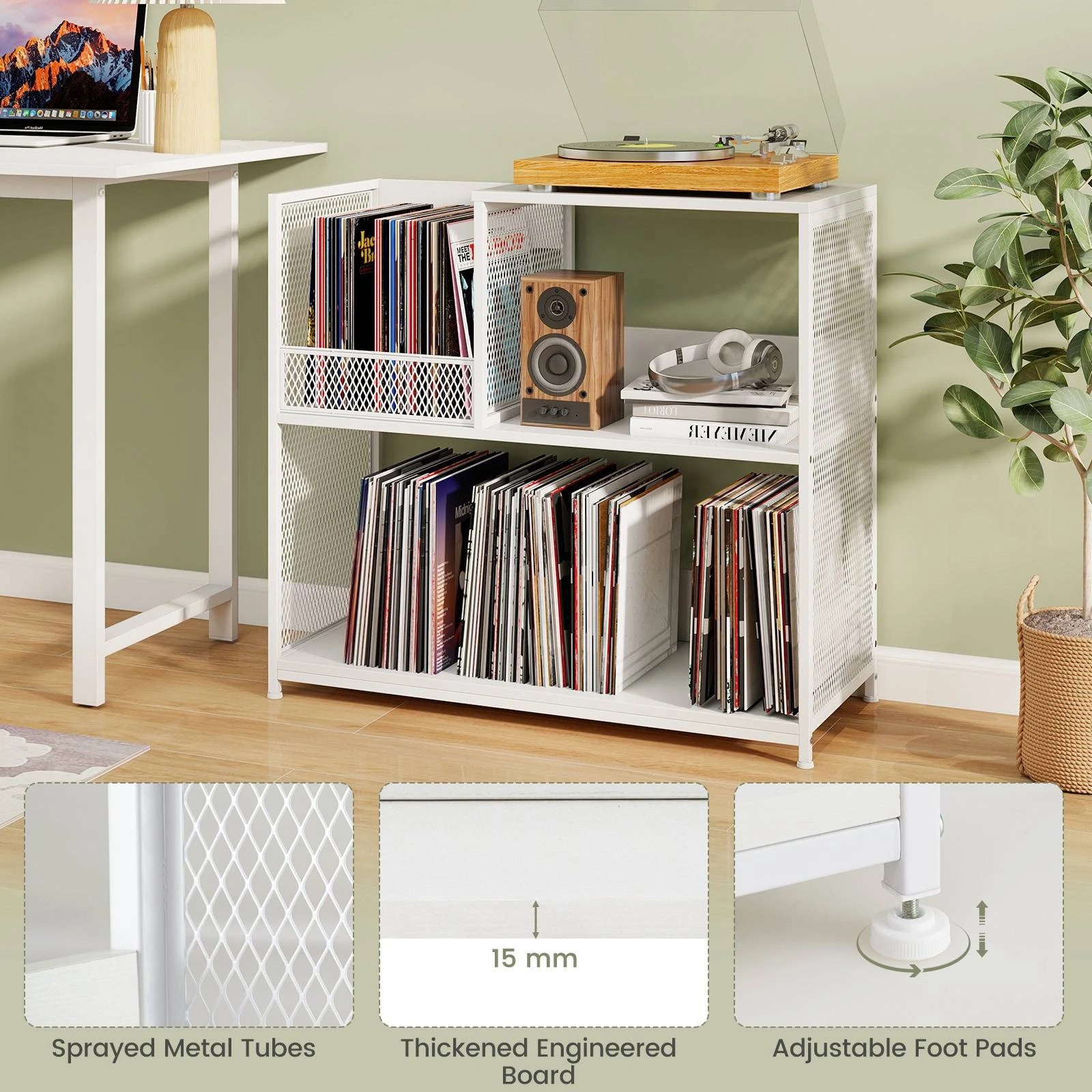 5 Costway 3-Tier Record Player Stand Turnable Vinyl Side Table, 5 of 8