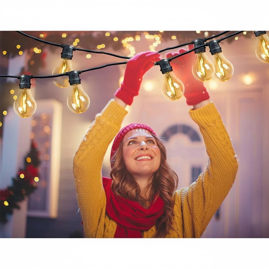 6 23m LED Festoon String Lights Outdoor Christmas Decorations Wedding Garden Party - Black, 6 of 7