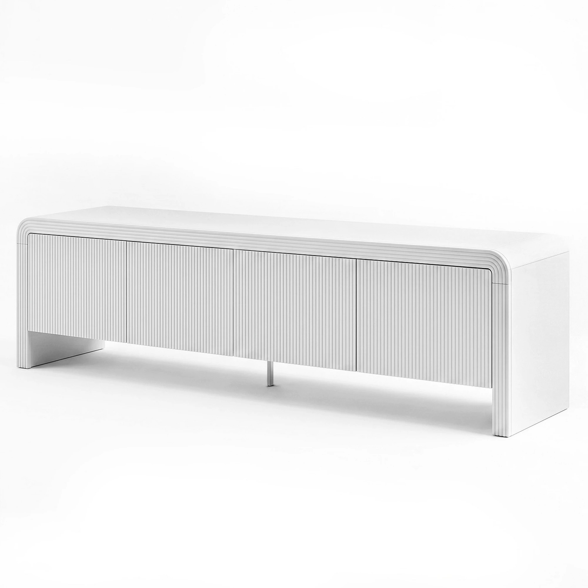 1 Artiss TV Unit Storage Cabinet Fluted Style Rounded Corner - White, 1 of 9