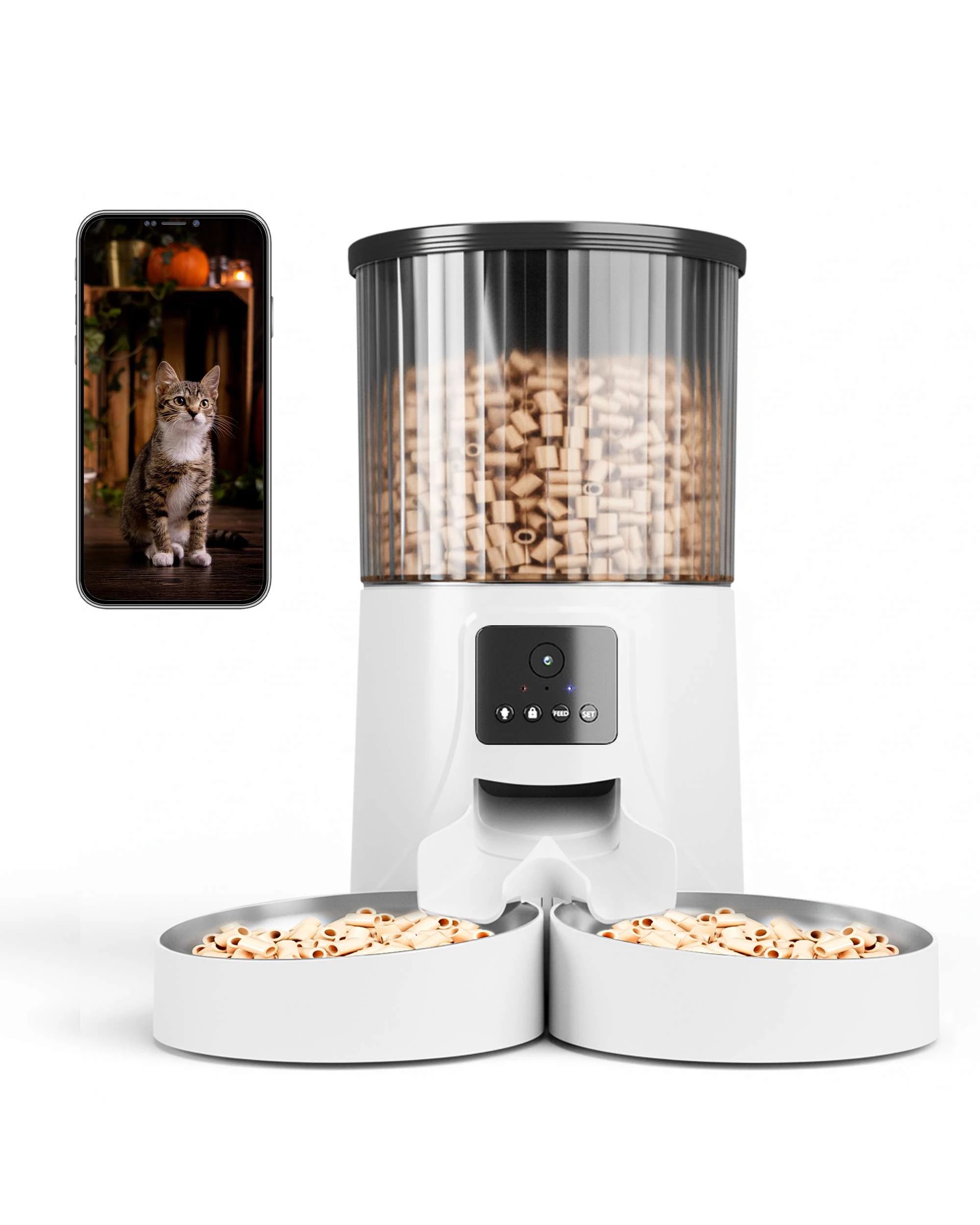 1 Advwin Automatic Pet Feeder 2 Bowls With Camera 4l, 1 of 8