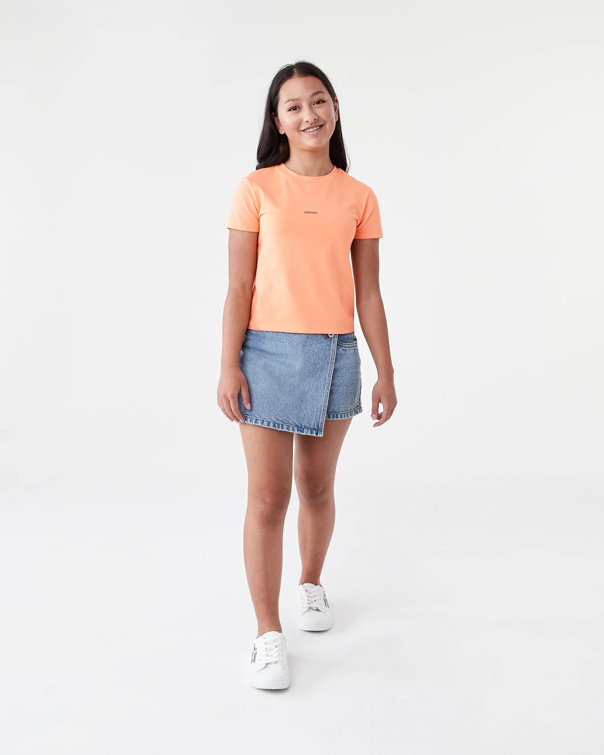 6 Short Sleeve Embellished Baby T-shirt Orng Heart, 6 of 7