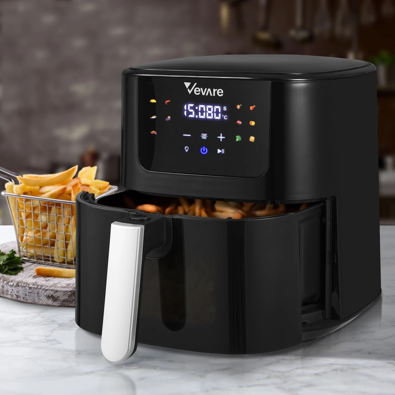 2 Vevare Air Fryer 5l Fryers Oven Lcd Touch Oil Free Cooker 1500w Kitchen
 - Black, 2 of 7