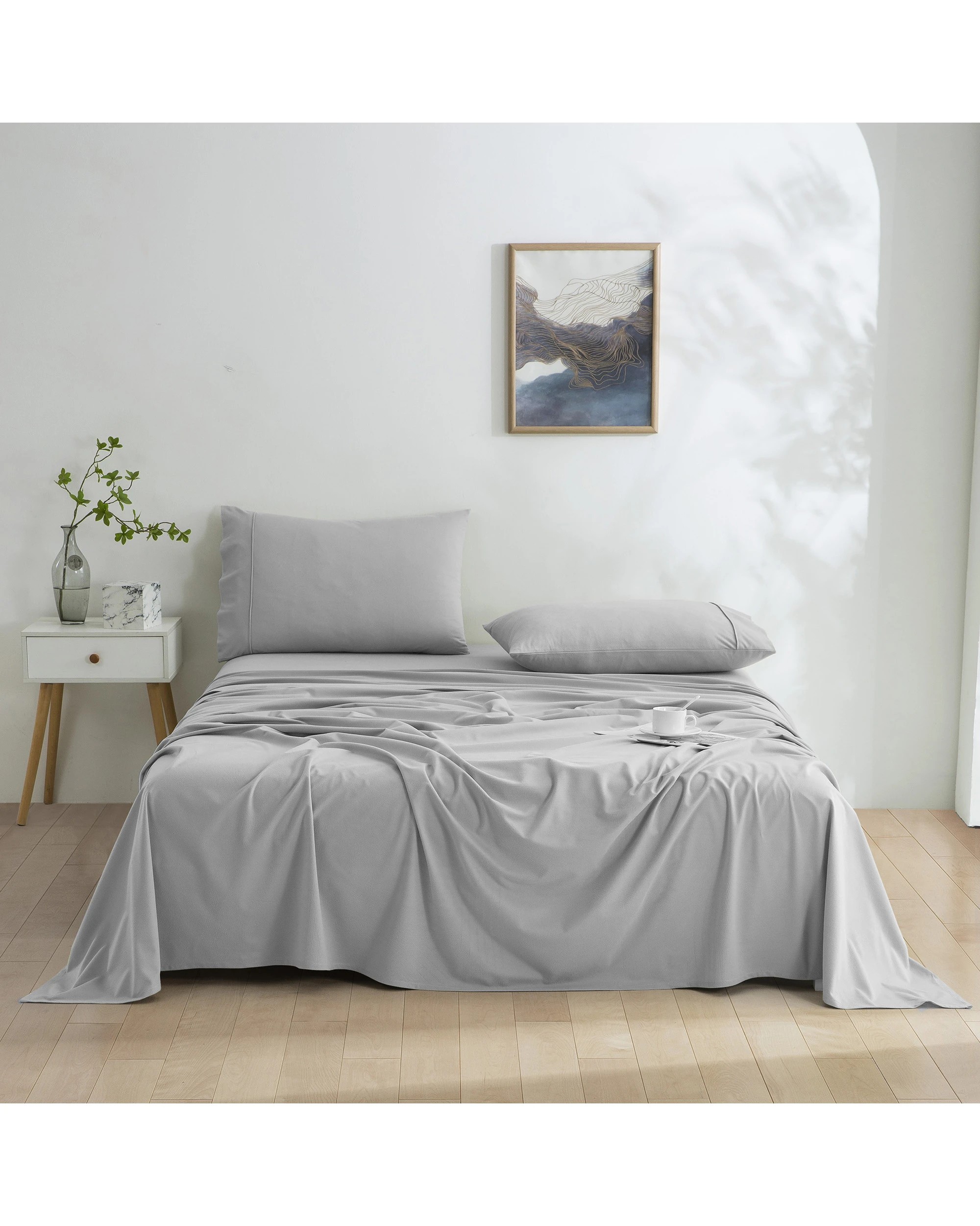 1 Dreamaker Micro Flannel Sheet Set - Queen Bed - Silver, 1 of 8