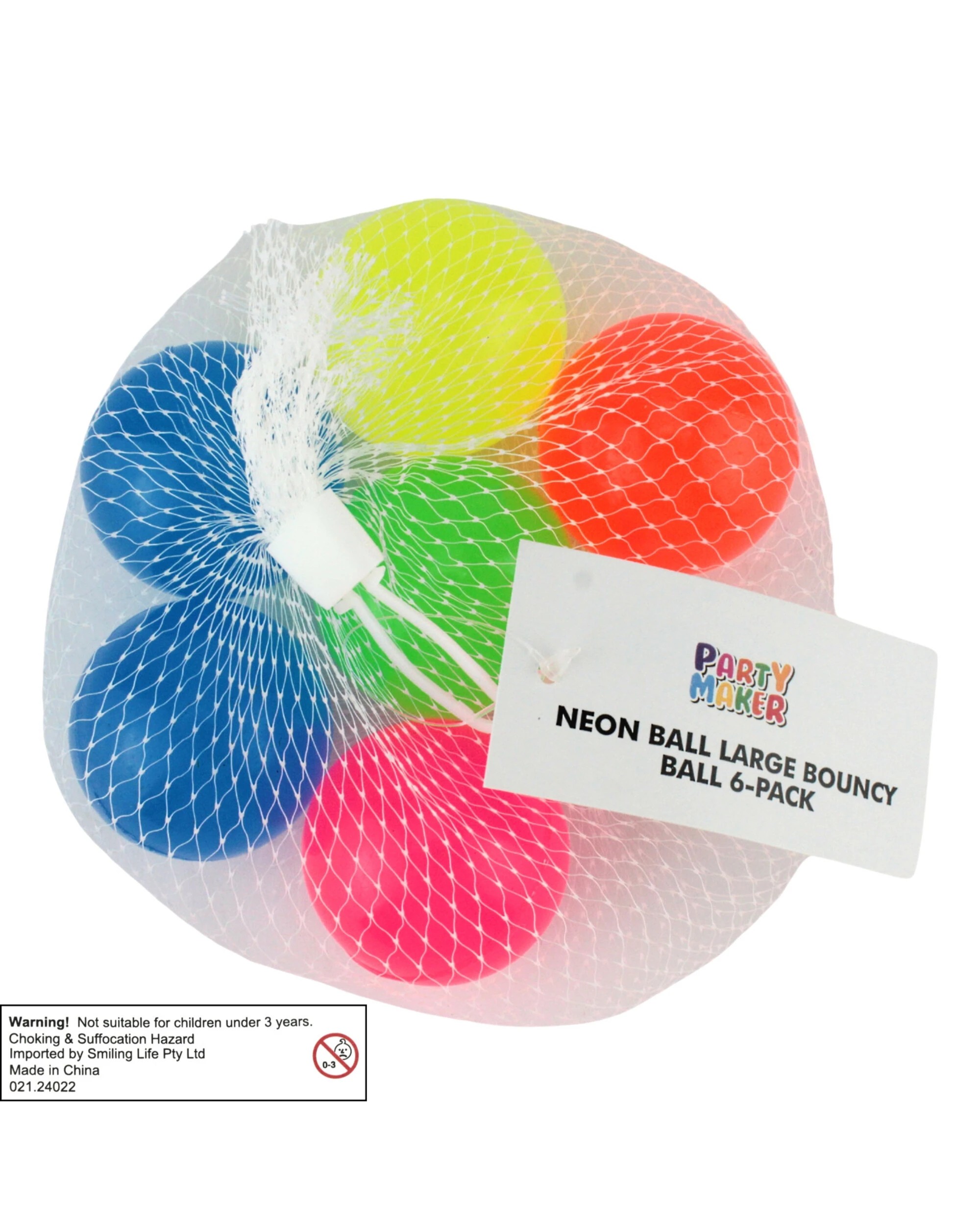 3 Partyrama Glow Neon High Bounce Balls 4.5cm Pack of 6 - Multi, 3 of 4