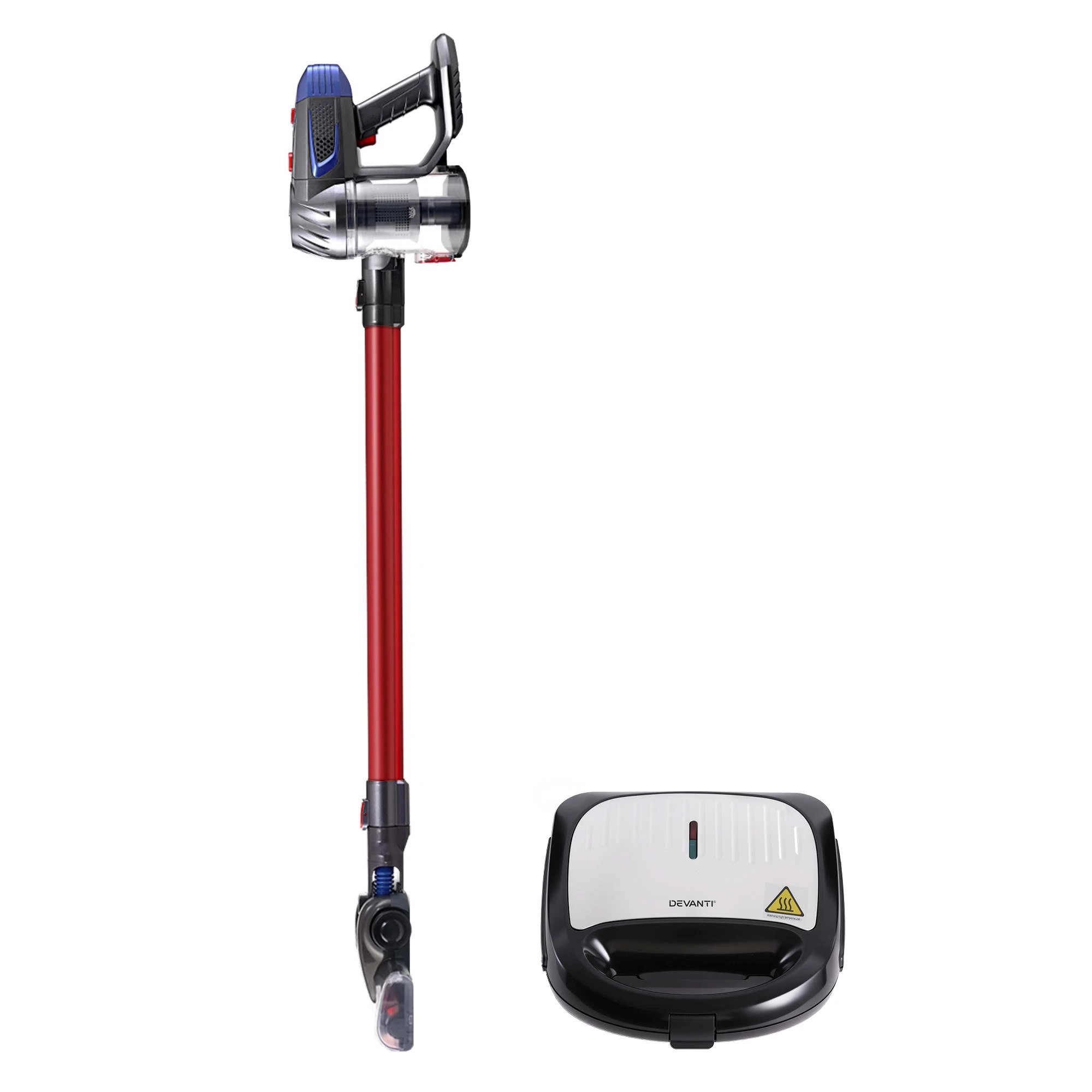 2 Devanti K7 Cordless Stick Vacuum Cleaner plus 3-in-1 Sandwich Maker - Multi, 2 of 9