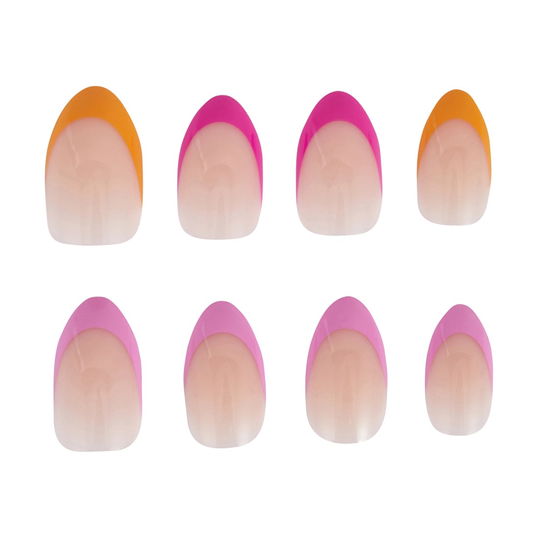 5 OXX Cosmetics 24 Pack Artificial Nails with Adhesive - Almond Shape, Pink and Orange Tip, 5 of 5