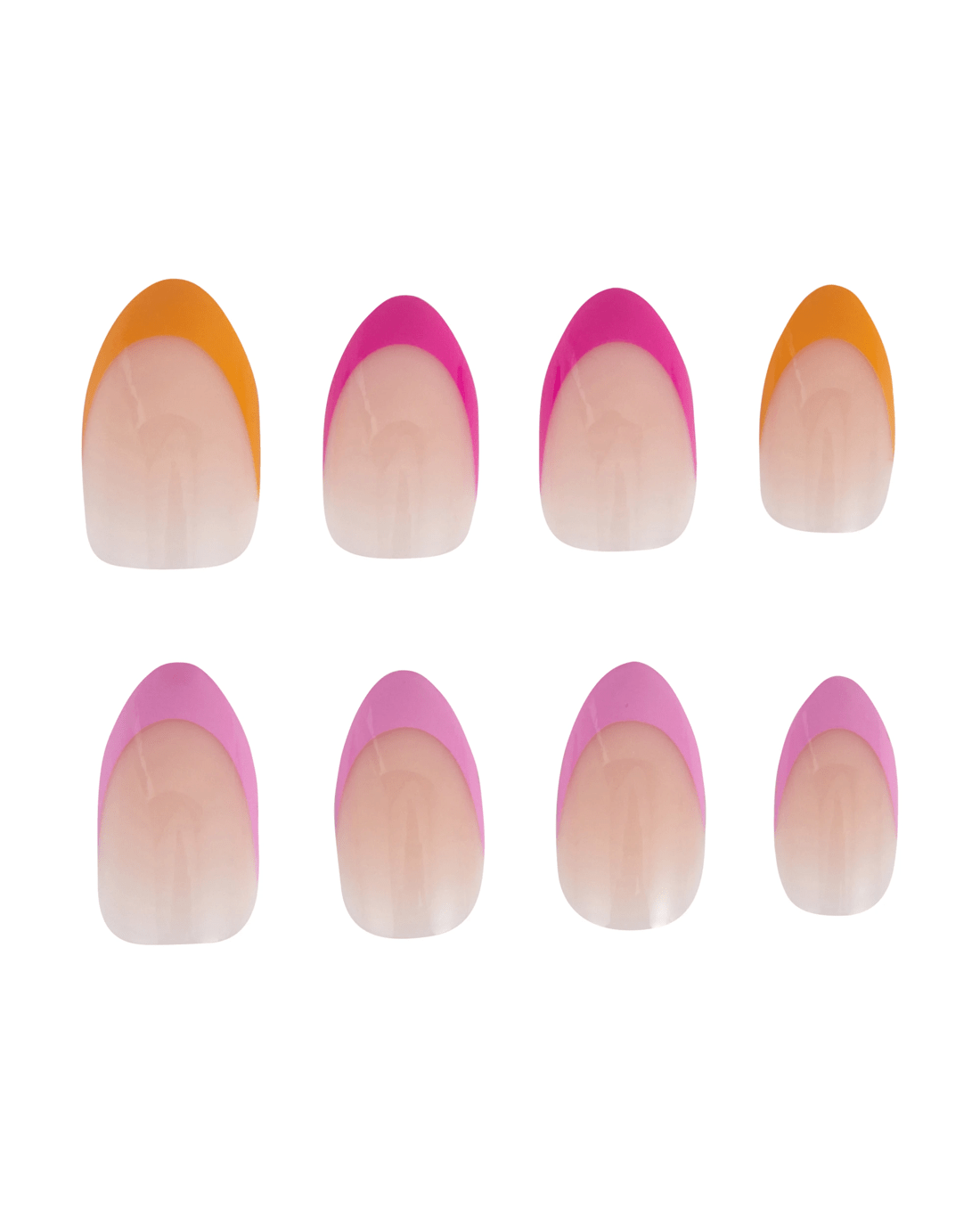 5 OXX Cosmetics 24 Pack Artificial Nails with Adhesive - Almond Shape, Pink and Orange Tip, 5 of 5