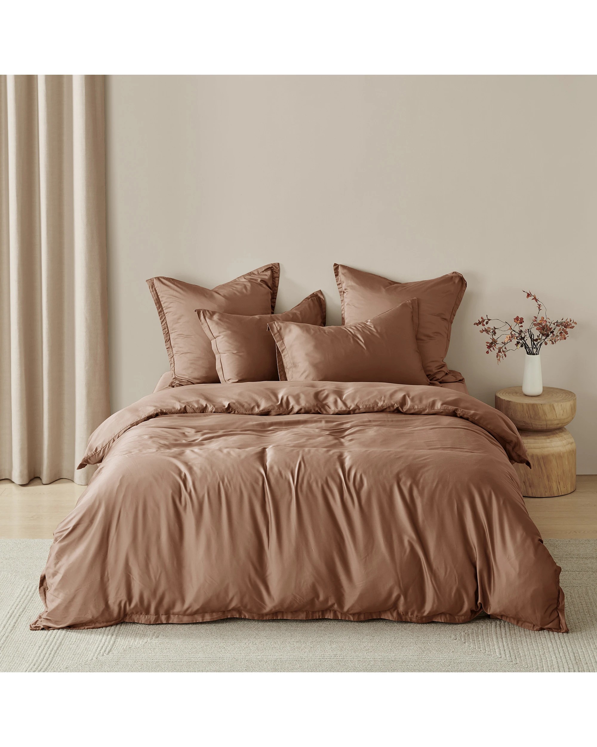 2 Natural Home 400TC 100% Bamboo Sateen Tailored Quilt Cover Set - King Single Bed - Earth, 2 of 7