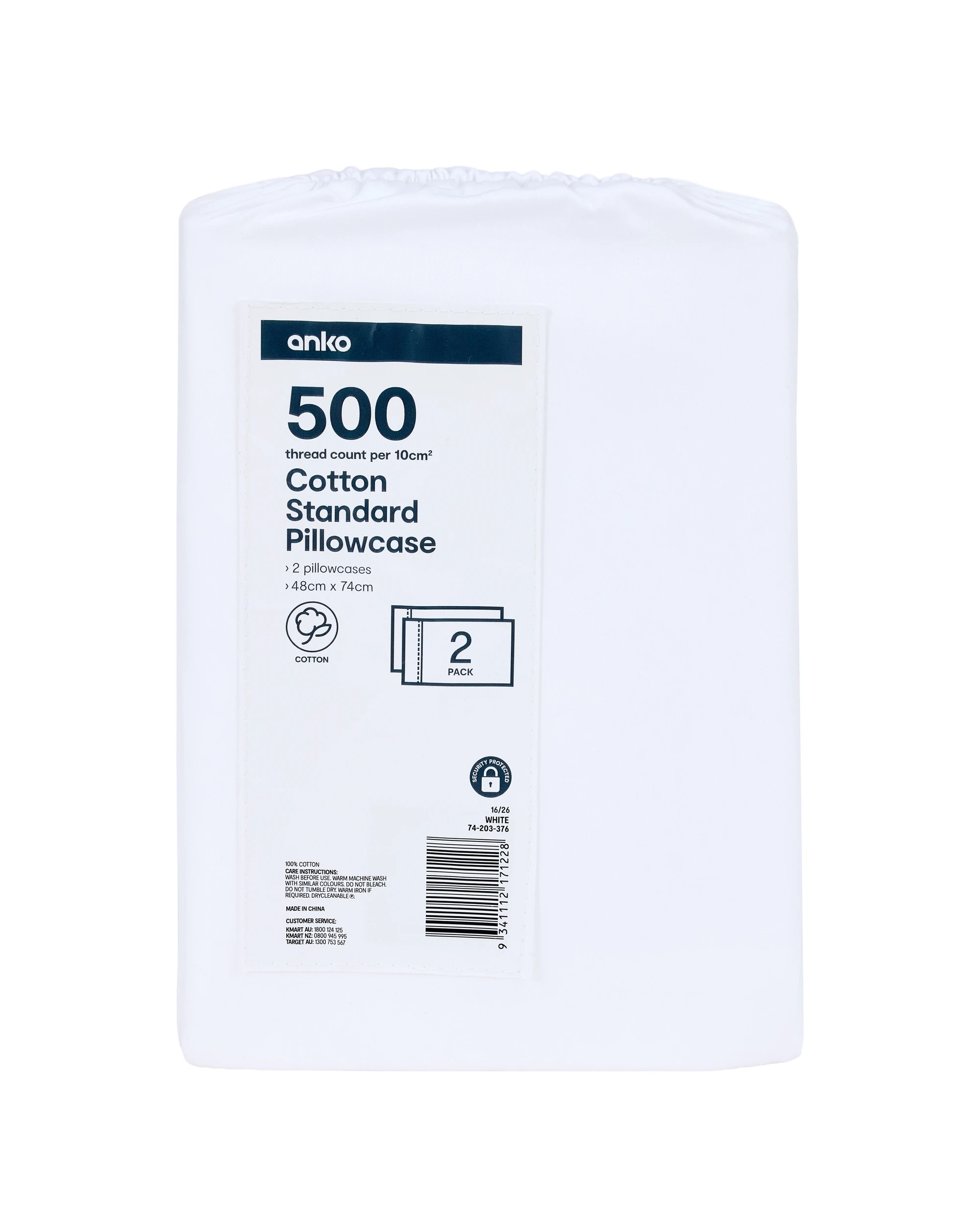 8 2 Pack 500 Thread Count Cotton Standard Pillowcases - White, 8 of 8