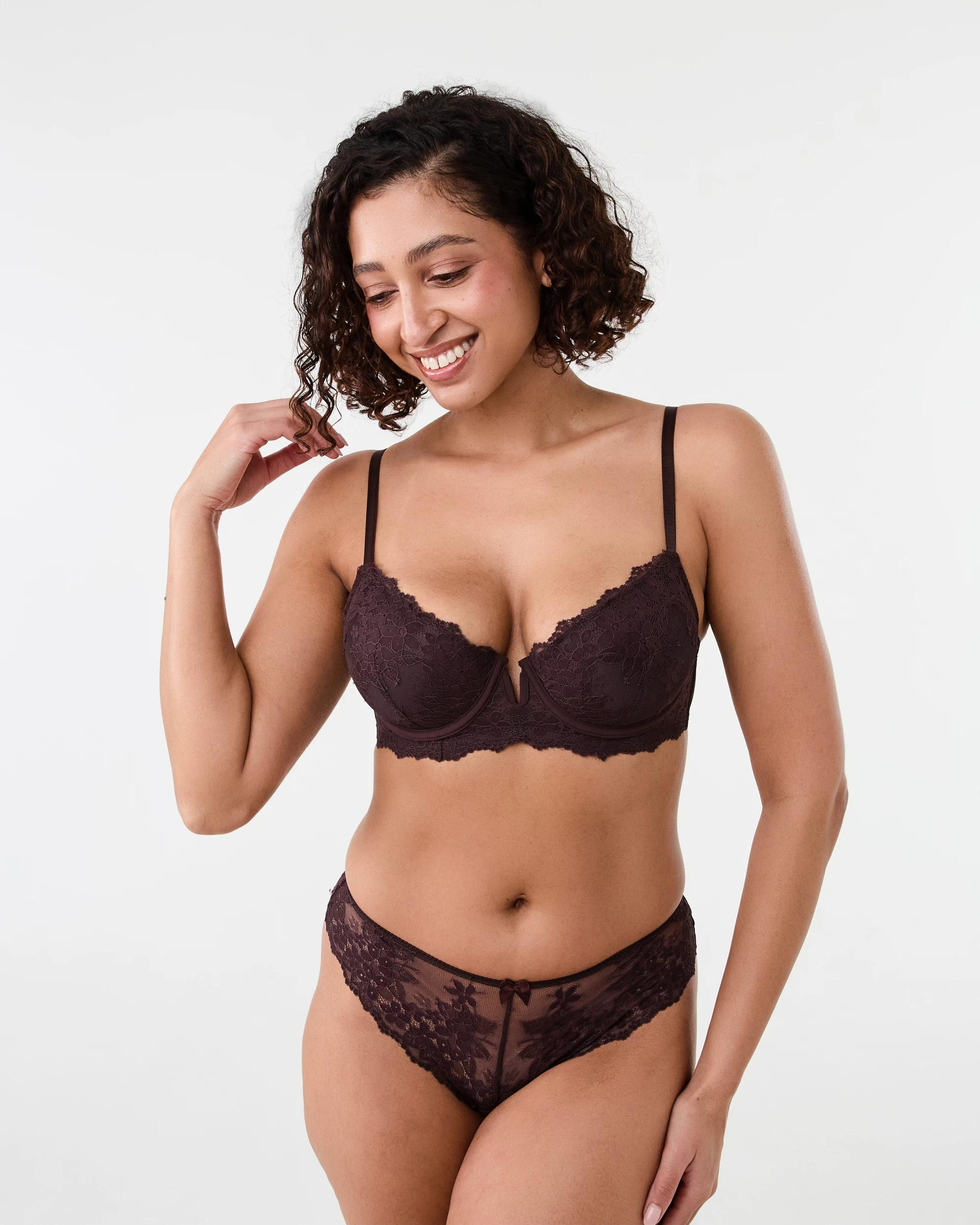 6 Co-ordinated Lace Cheeky Bikini Briefs Choc Chip, 6 of 6