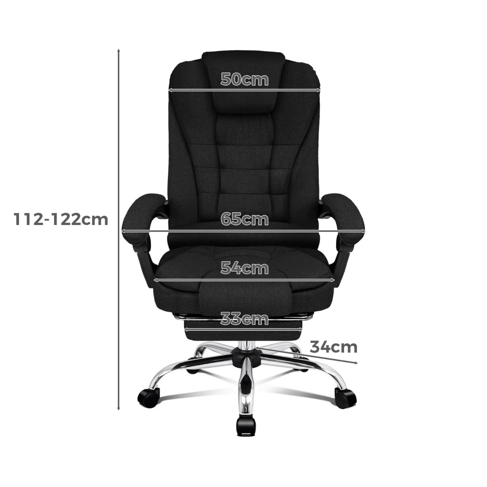3 Alfordson Office Chair Gaming Executive Computer Racer Footrest Fabric - Black, 3 of 10