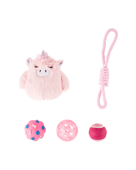 5 Pack Pet Toy Pink Unicorn