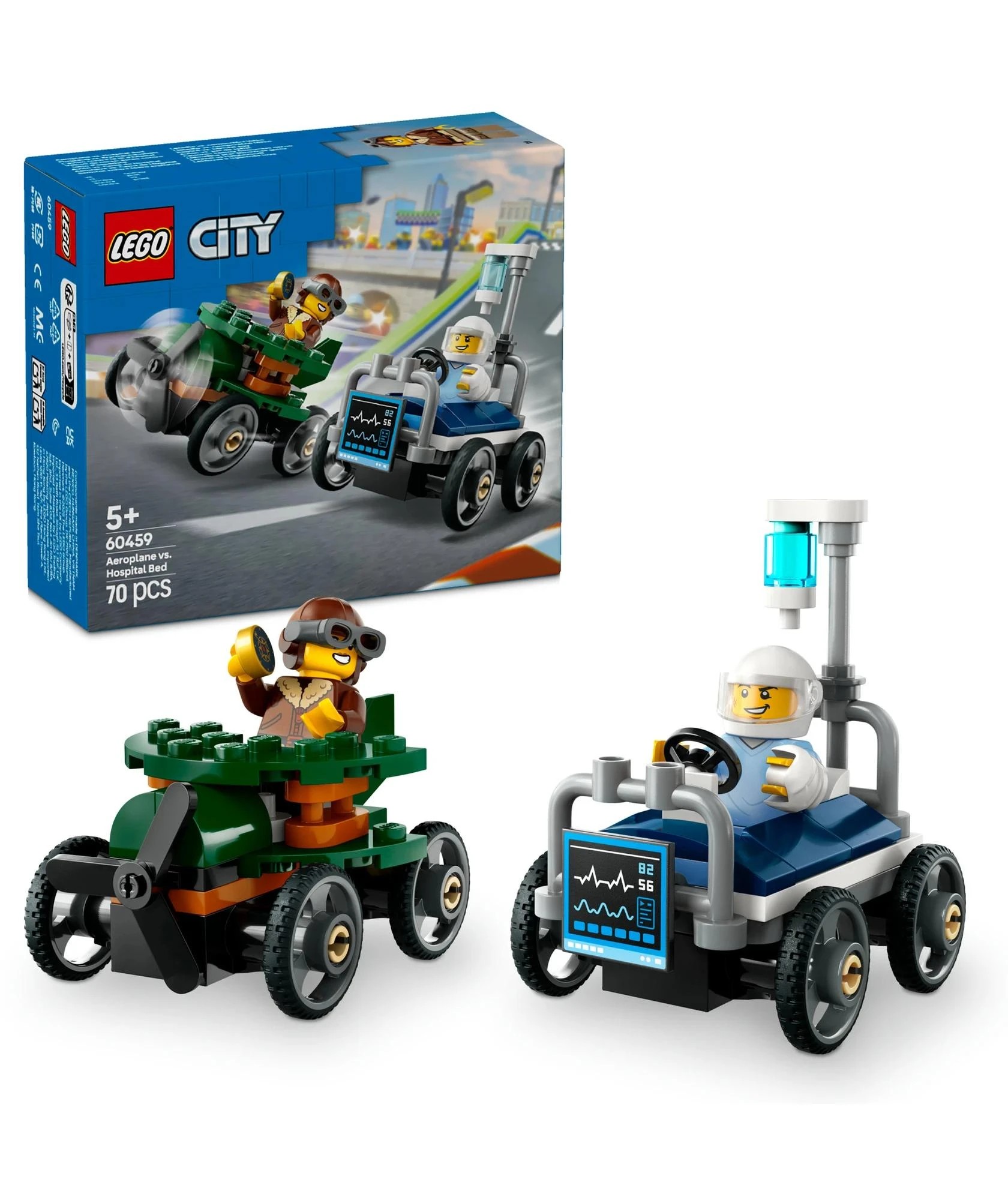 1 LEGO® City Aeroplane vs. Hospital Bed Race Car Pack 60459 - Multi, 1 of 10