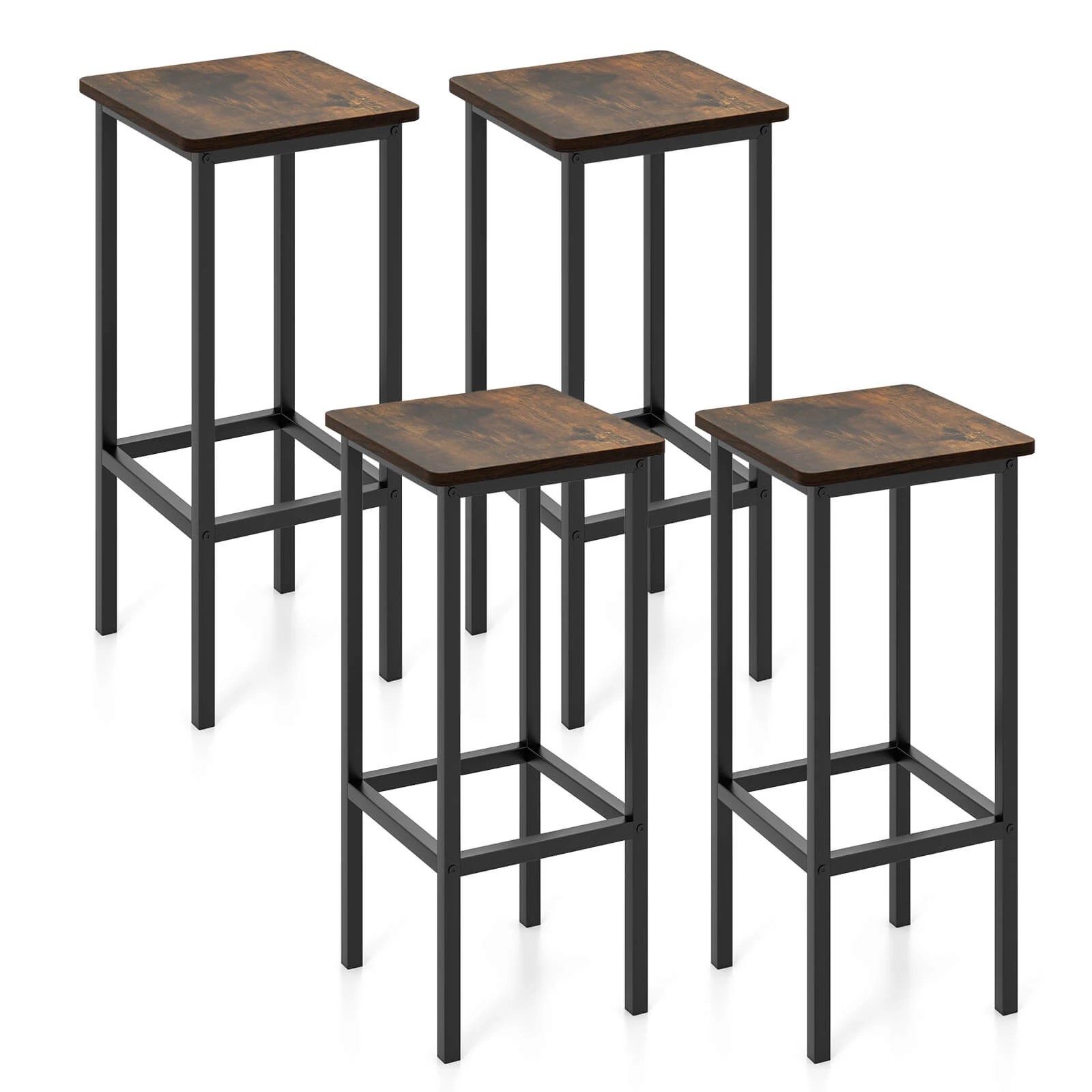 1 Costway 4x Bar Stools Counter Height Chair Metal Kitchen Dining Furniture, 1 of 5