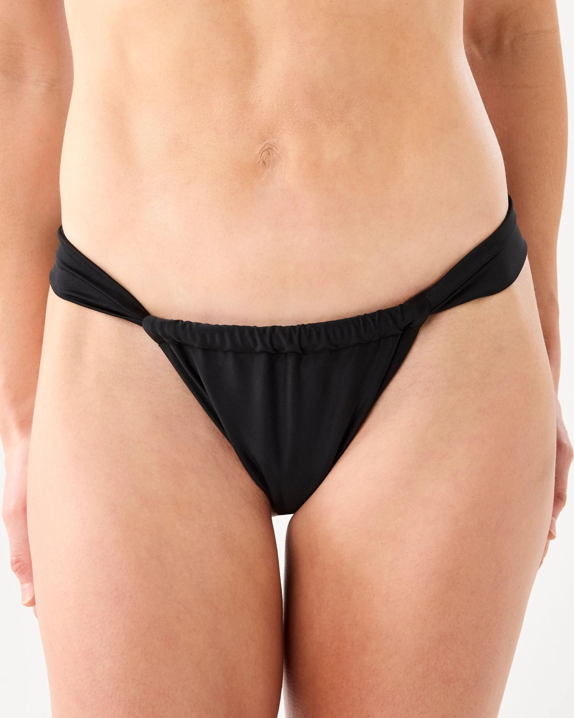 2 Ruched G-String Bikini Swim Briefs Black, 2 of 4