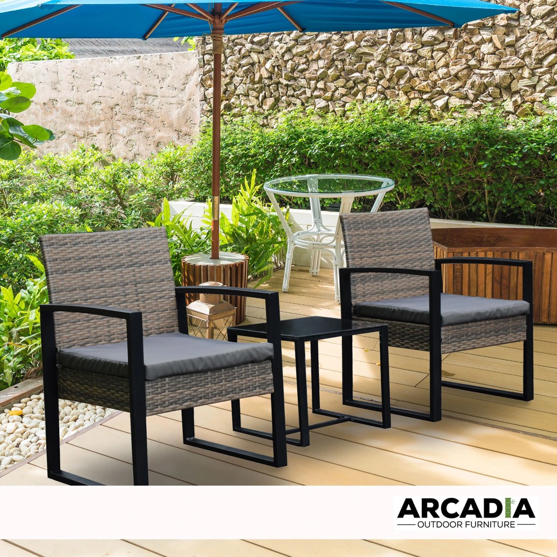 2 Arcadia Furniture Outdoor Wicker Rattan Patio Set Garden Patio Home - Brown, 2 of 4