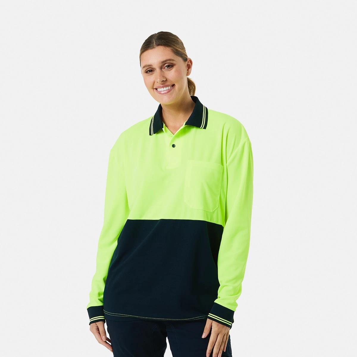2 Hi-Visibility Long Sleeve Polo Shirt Yellow, 2 of 10