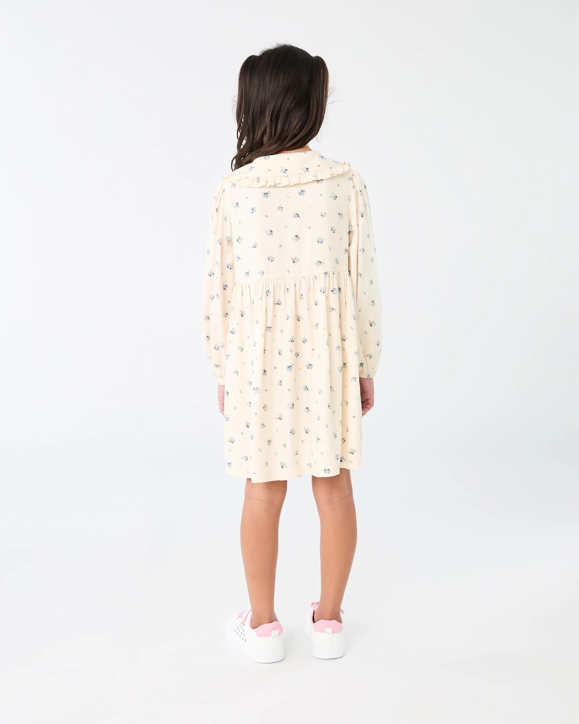 9 Long Sleeves Collared Dress Bge Floral, 9 of 9