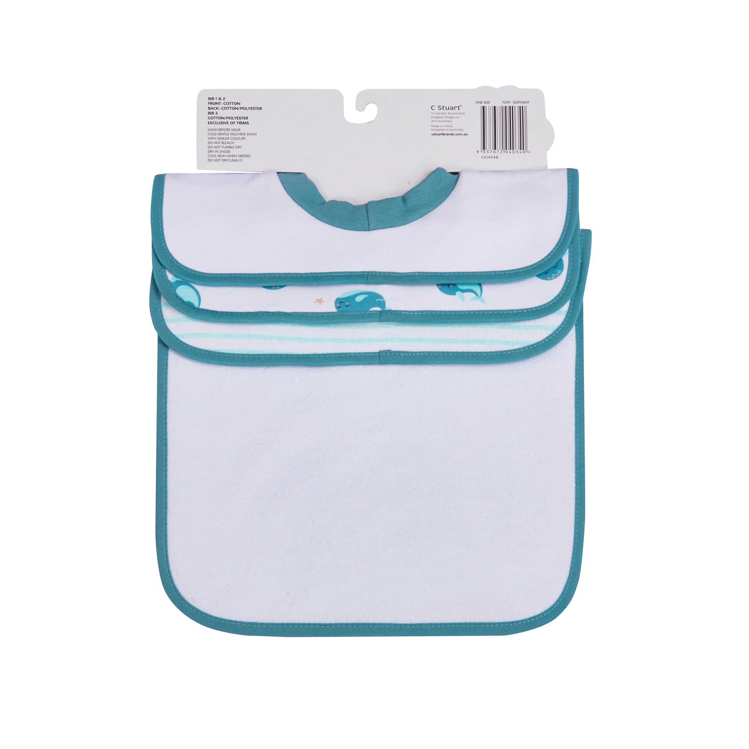 2 Big Softies 3 Pack Popover Bibs, Whale, 2 of 5