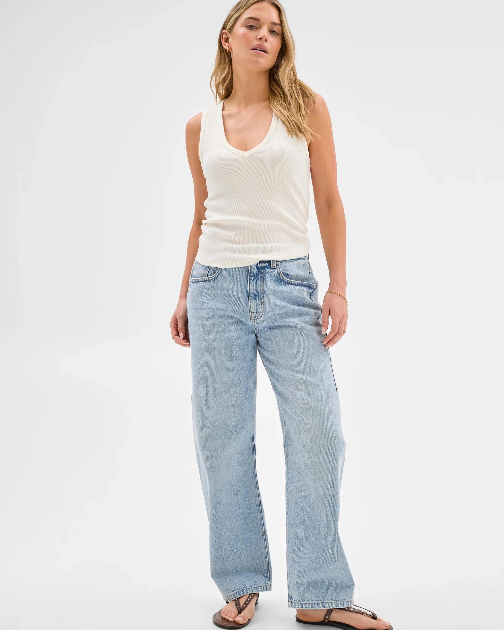 1 Lily Loves V-Neck Rib Tank Top JET STREAM, 1 of 6