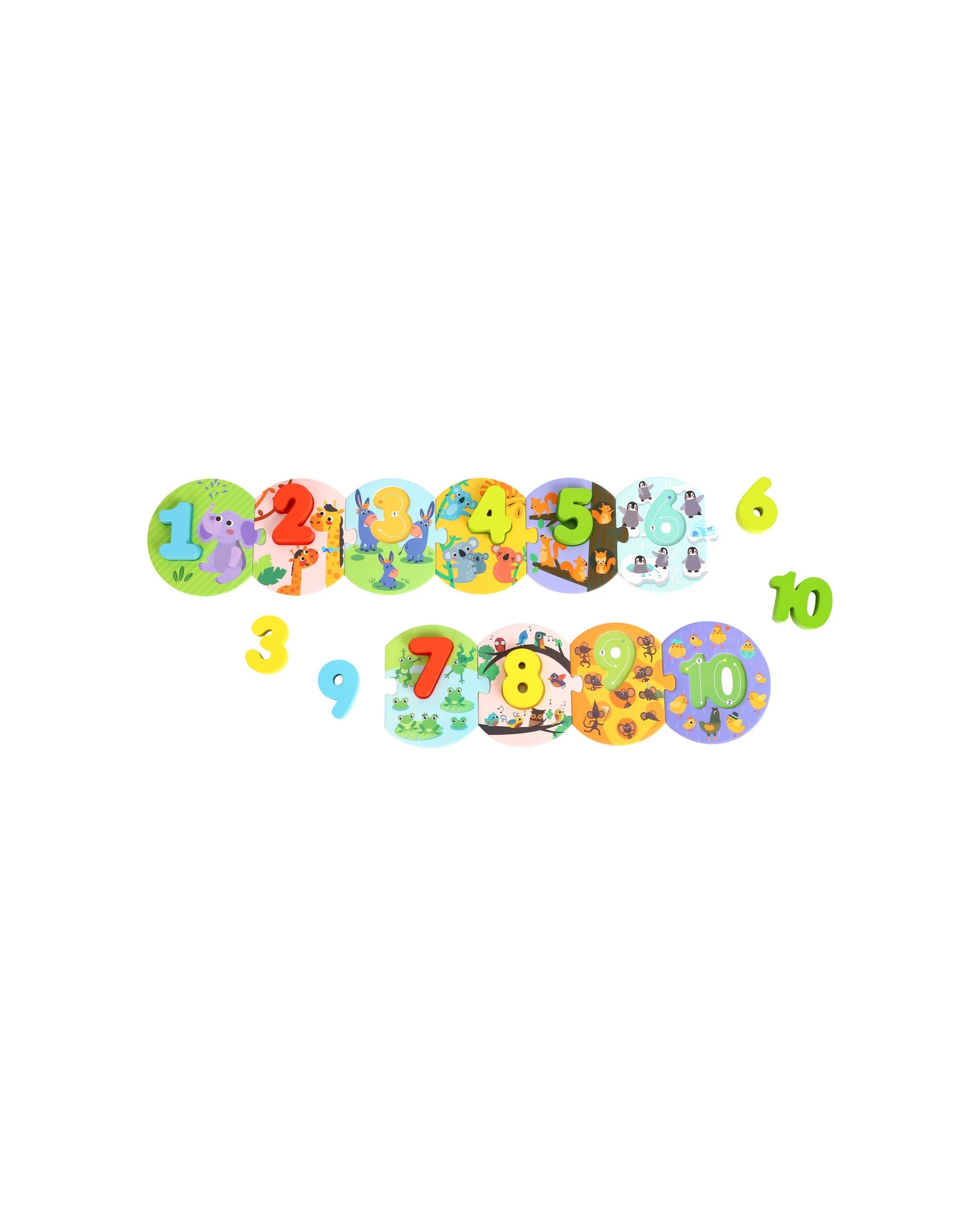 1 Tooky Toy Number Wooden Learning Number Animal Kids Play Puzzle In Carry Box - Multi, 1 of 6