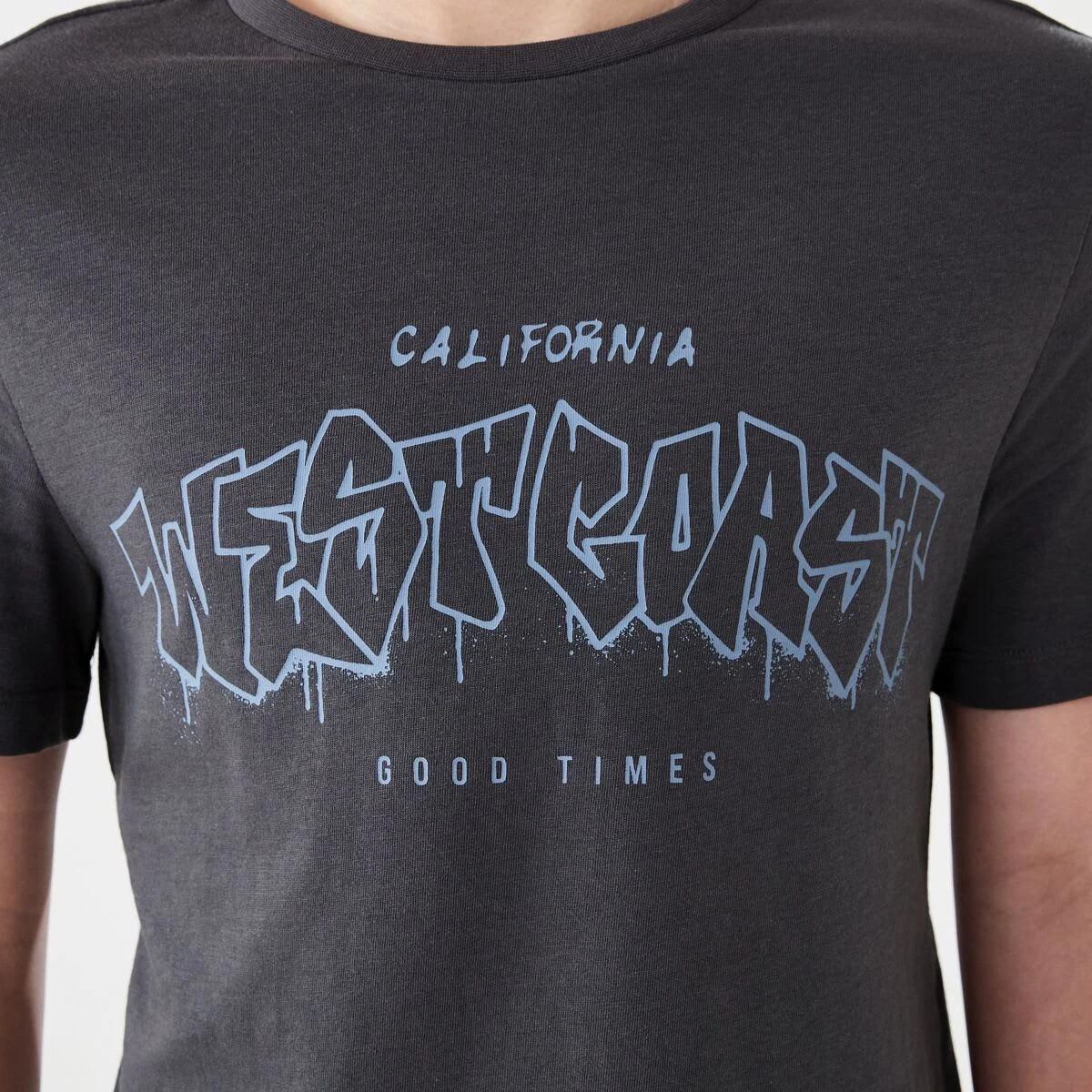 4 Short Sleeve Print T-shirt WEST COAST GRAFFITI GREY, 4 of 6