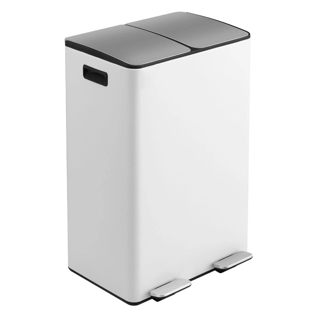 1 Cefito Pedal Bins Rubbish Bin Dual Compartment Waste Recycle Dustbins 60L - White, 1 of 4
