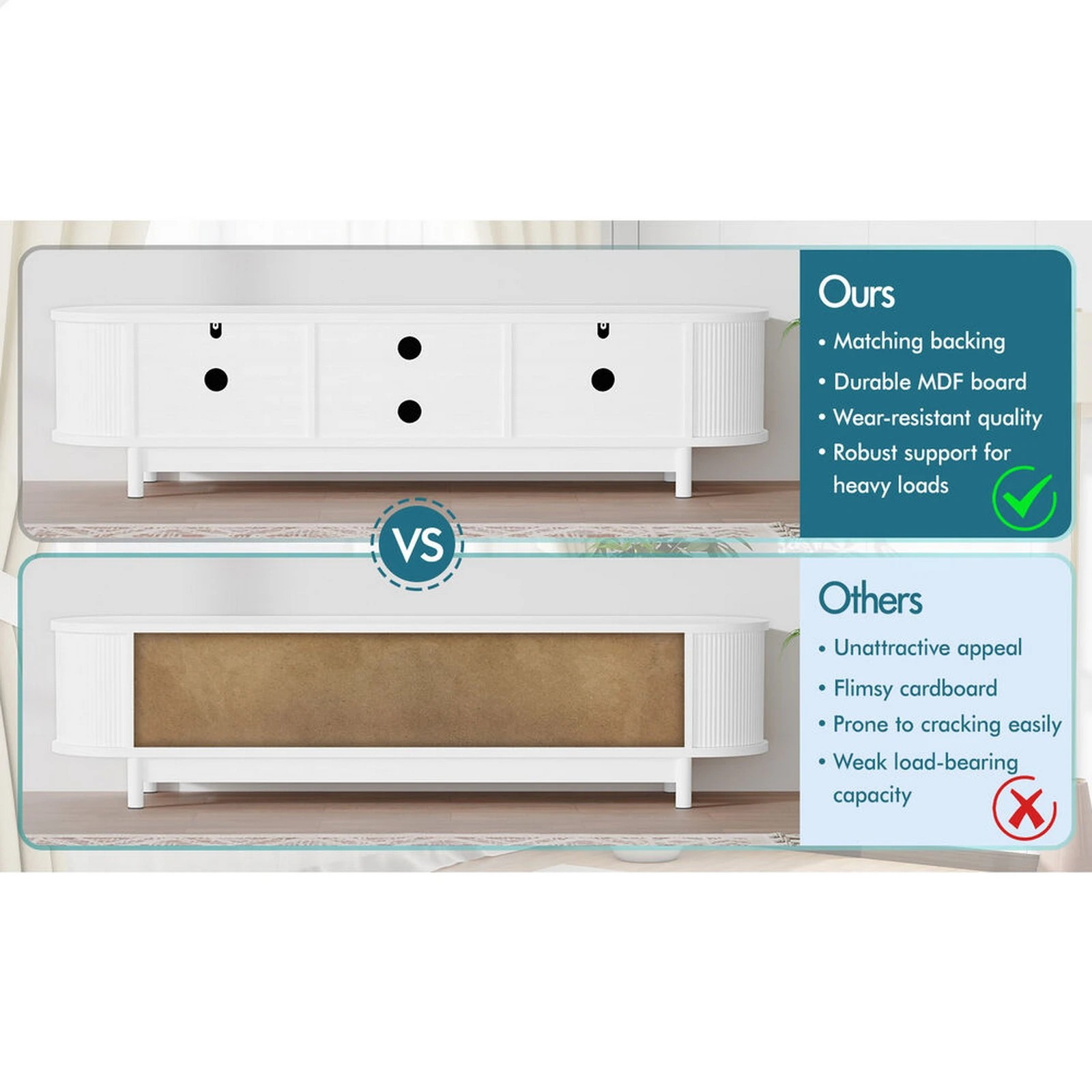 6 Alfordson TV Cabinet Entertainment Unit Stand 160cm Storage Shelf - White, 6 of 10