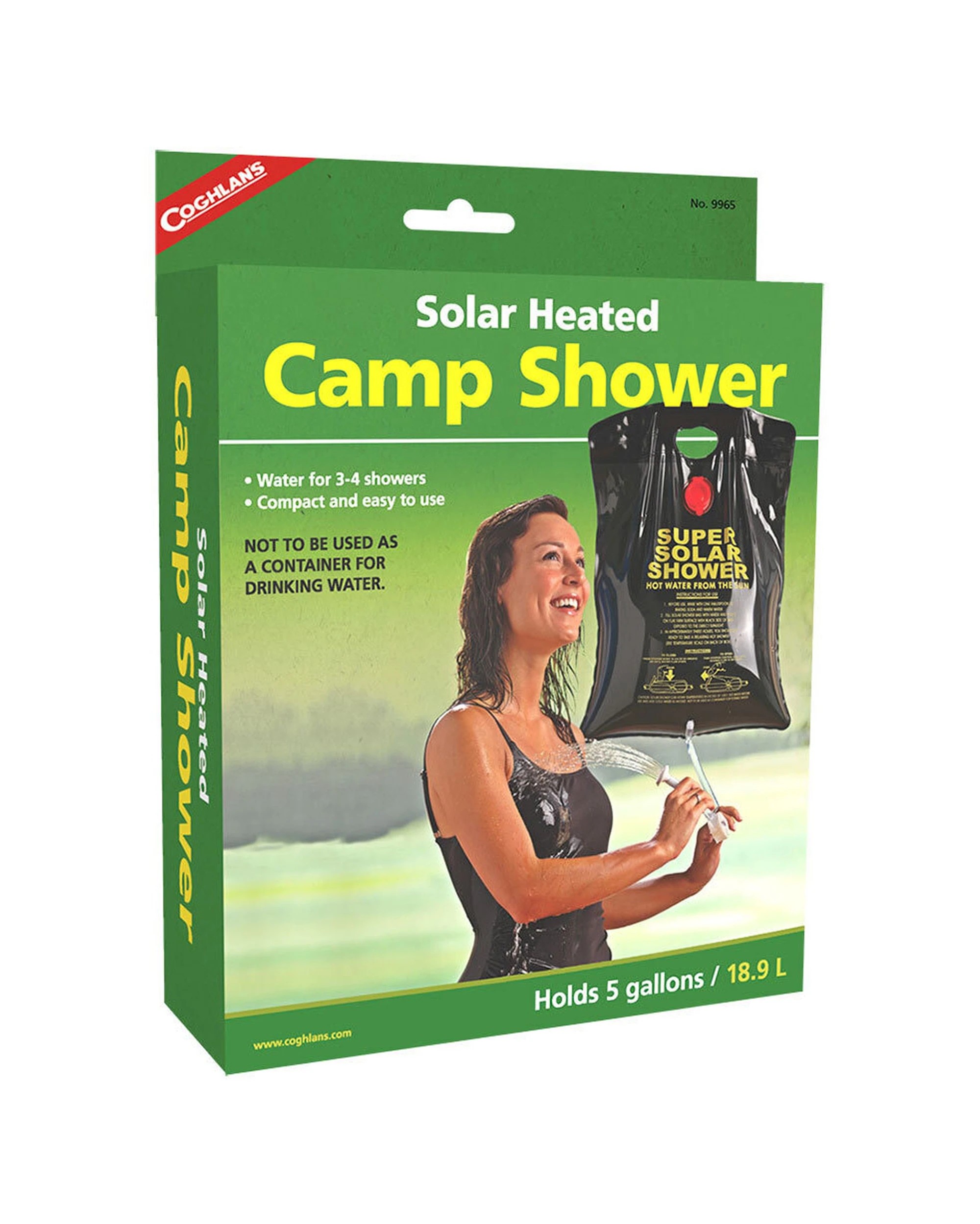 1 Coghlans Camp Shower Solar Heated Portable 5 Gallon PVC 18.9L With Cord - Black, 1 of 3