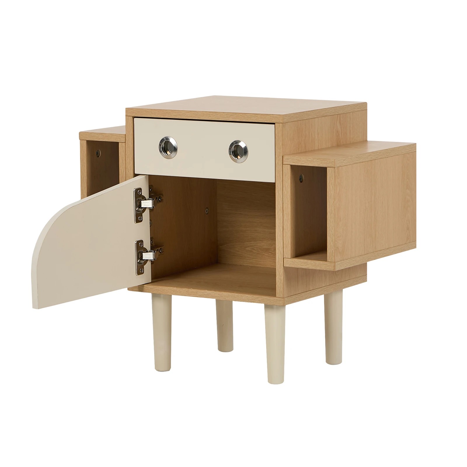 6 Oikiture Kids Robot Bedside Table Nightstand With Drawer Bedroom Storage Cabinet - Natural, 6 of 8