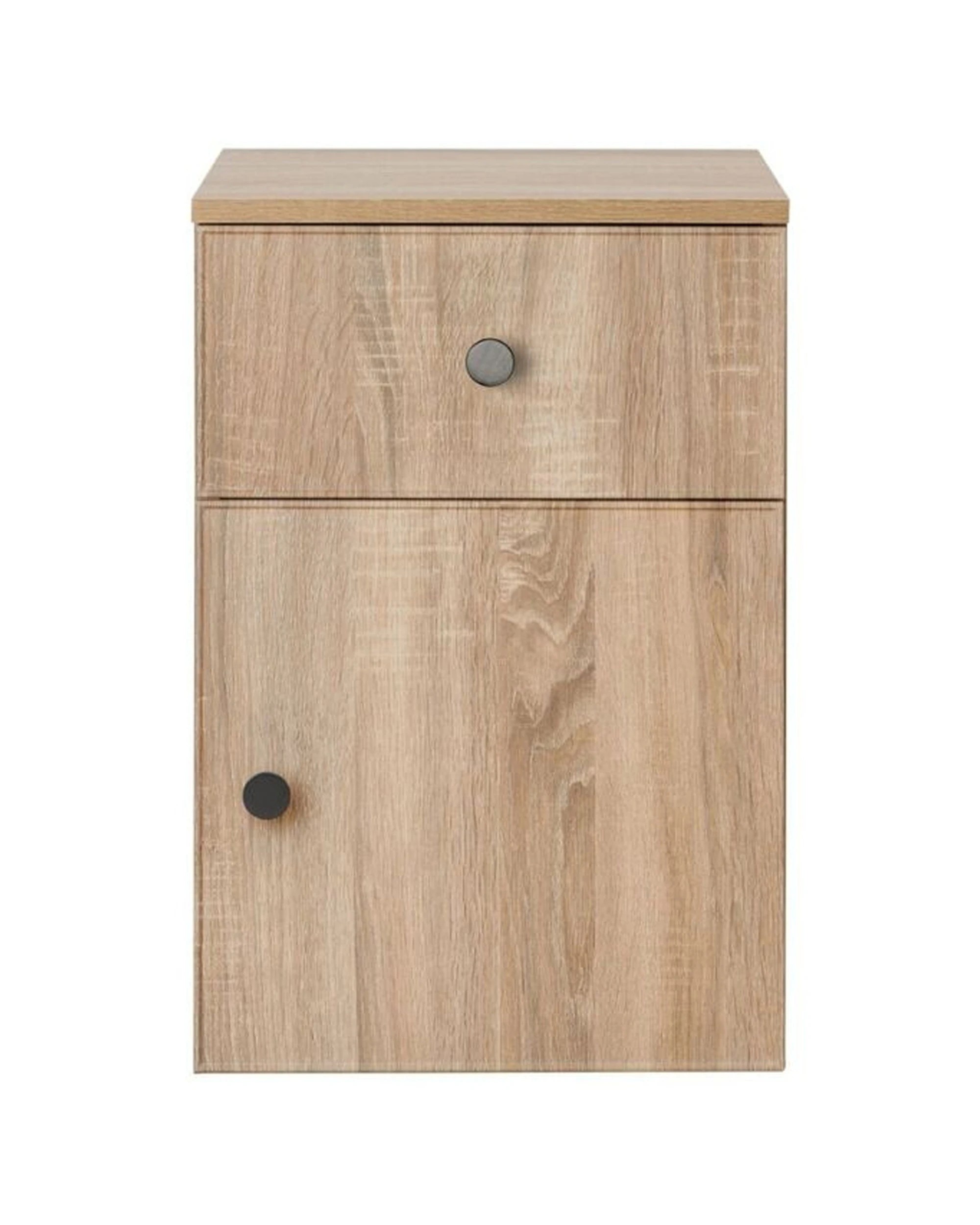 1 European Cabinetry Porto Oak Slim Bedside Table Round Handle - Natural, 1 of 4
