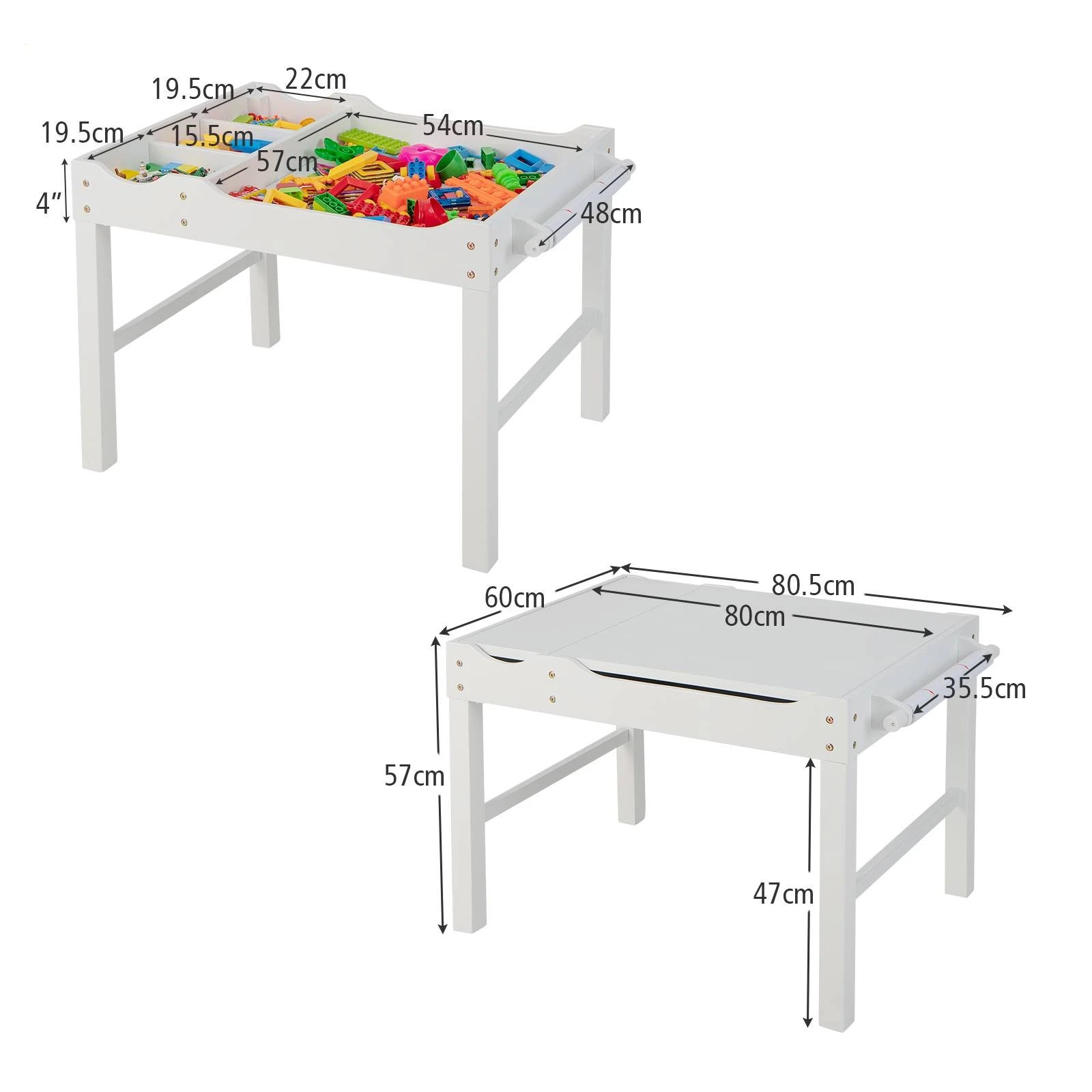 2 Costway Lego Play Center Wooden Activity Table Toys Storage Desk - White, 2 of 3