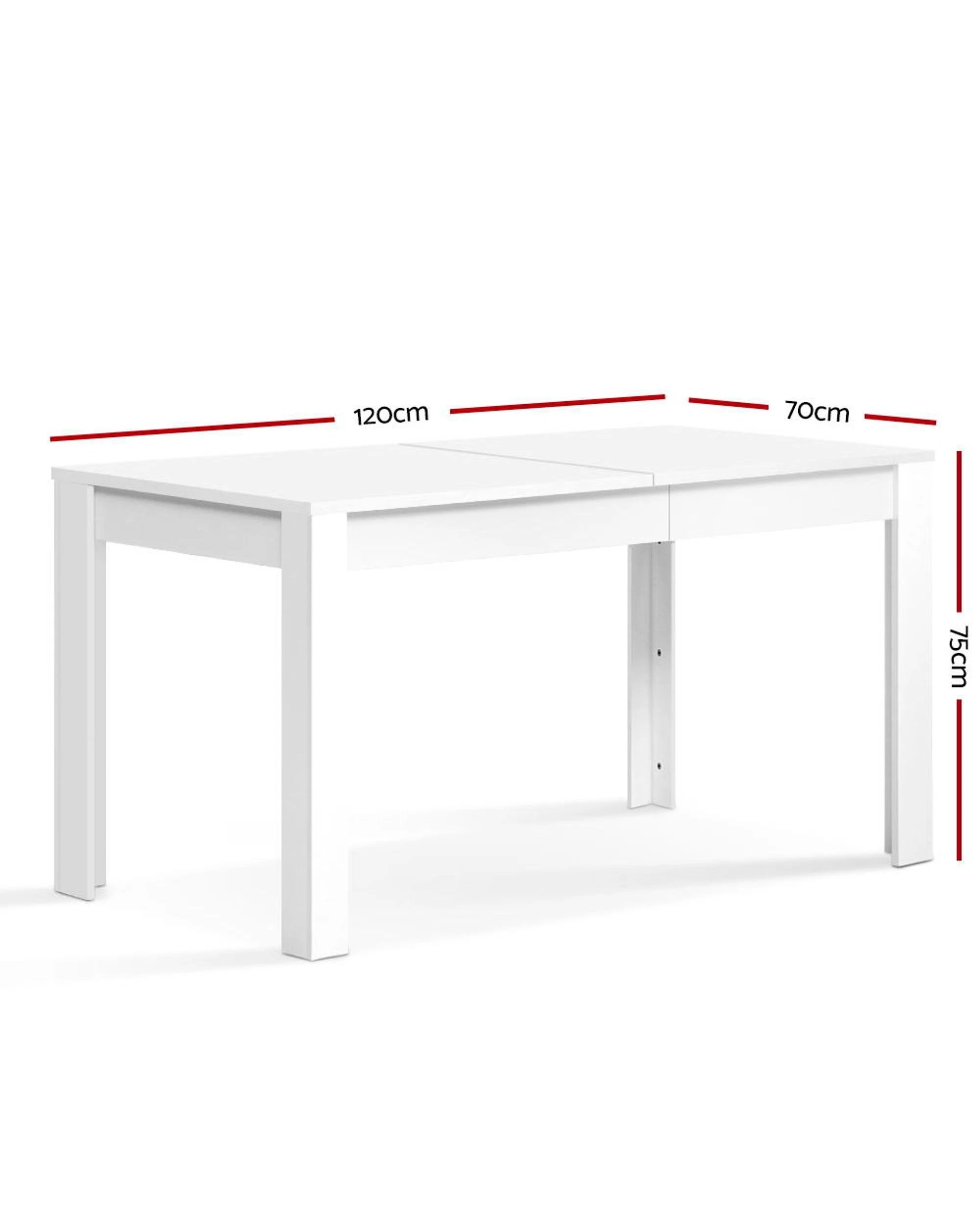 2 Artiss Dining Table Rectangular 4 Seater 120cm
 - White, 2 of 3