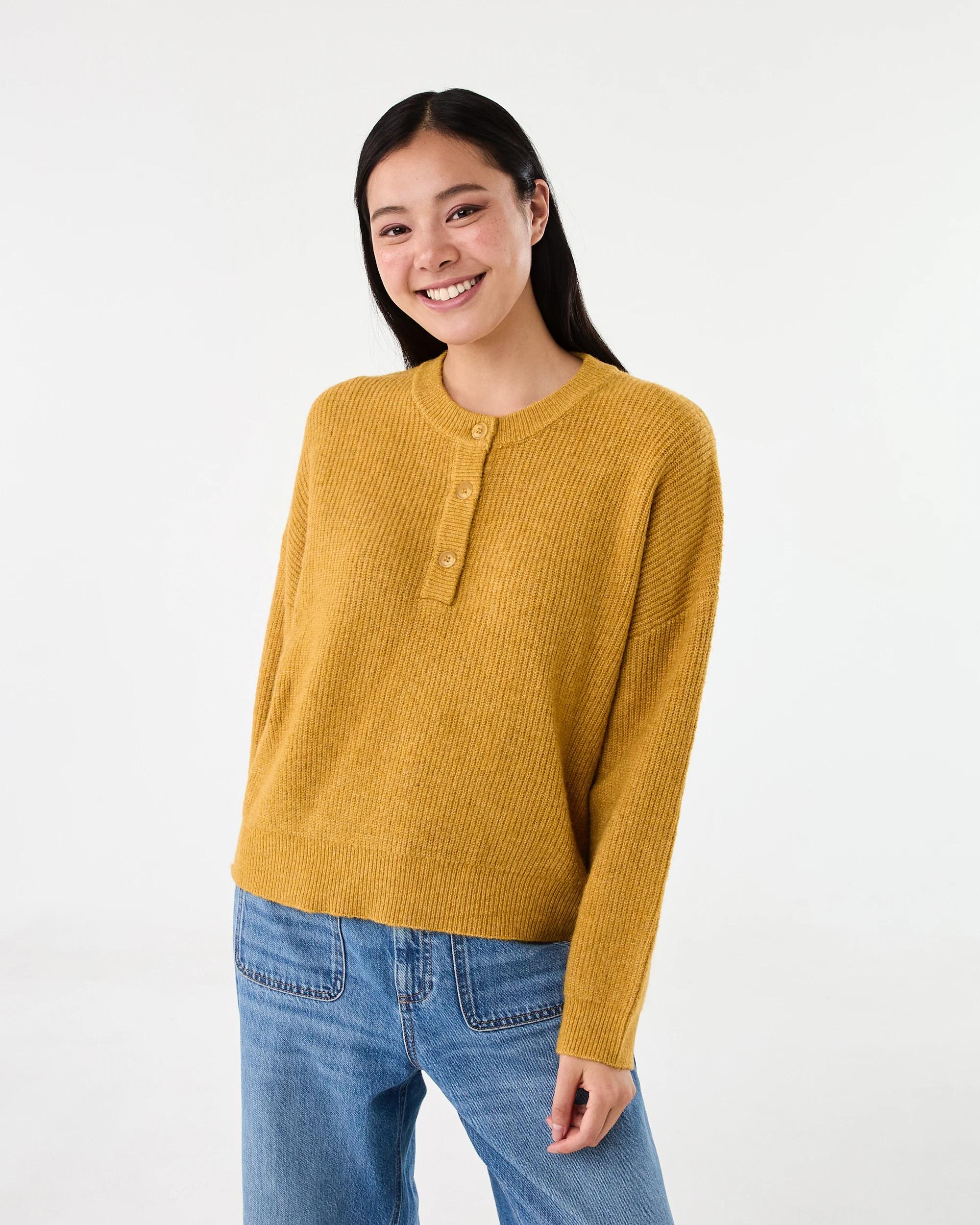 1 Quarter Button Jumper Yllw Brass, 1 of 6