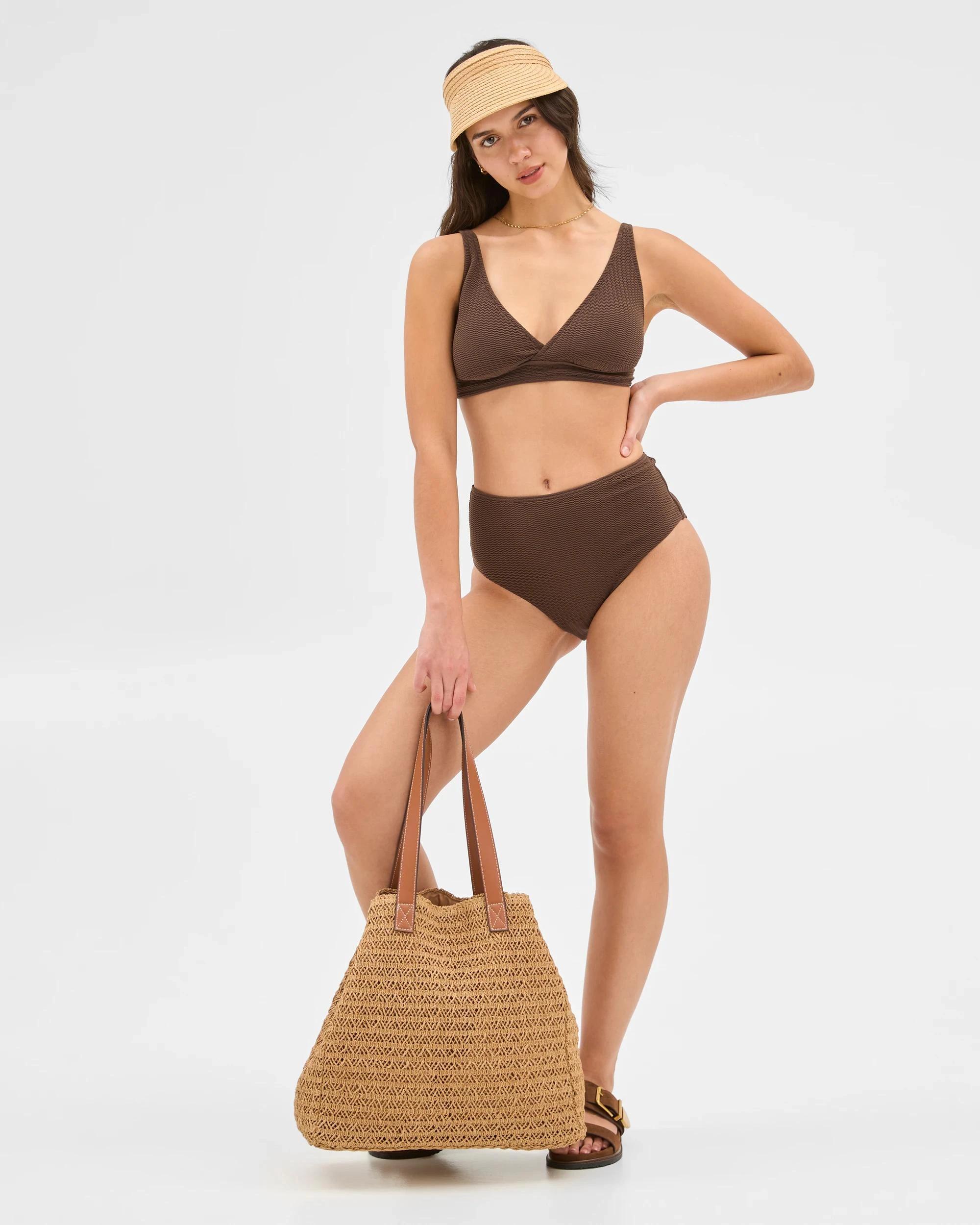 1 Target Resort Crinkle High Waisted Swim Bikini Bottoms CHOCOLATE, 1 of 6