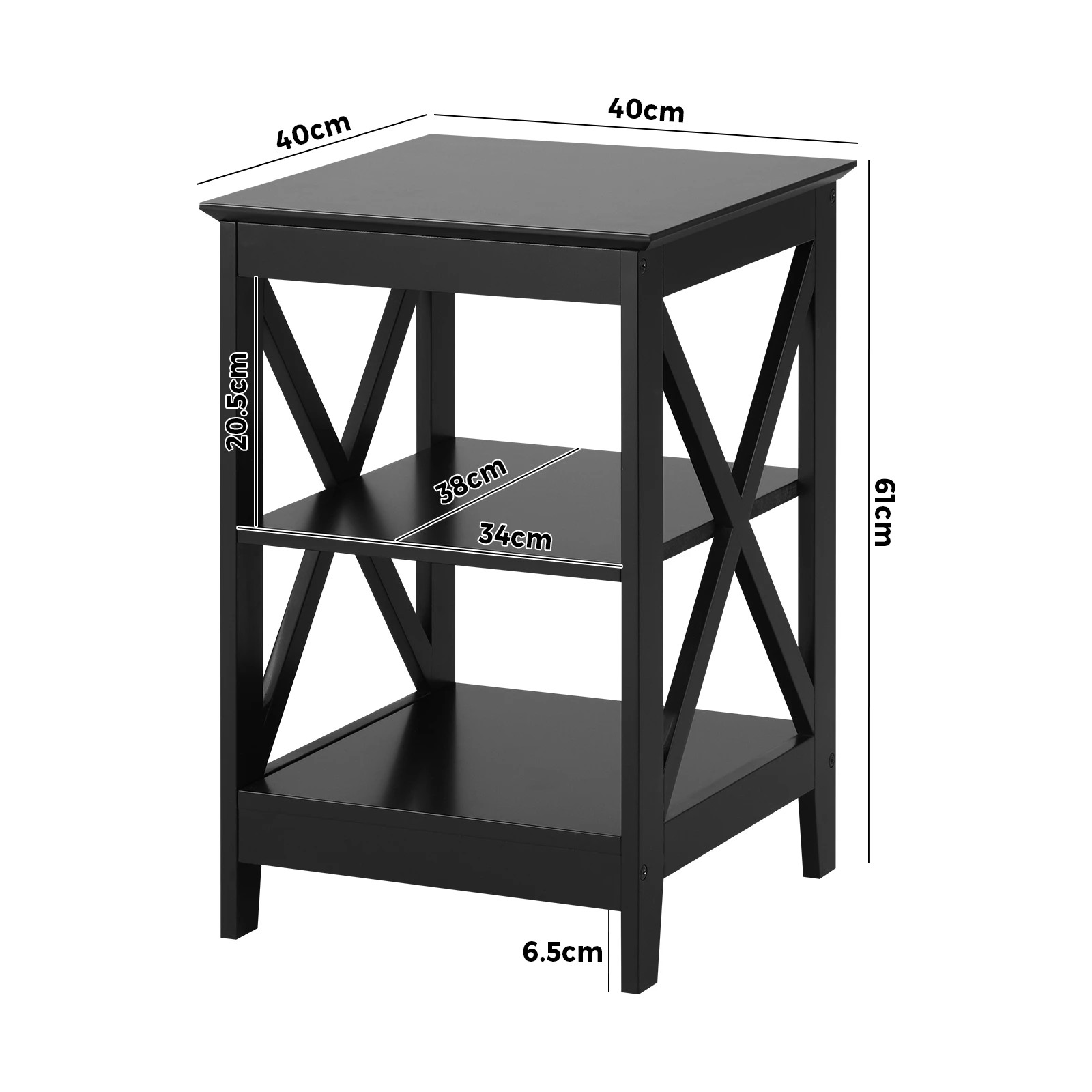 10 Oikiture Side Table Coffee Bedside Sofa End Tables 3-tier Shelf
 - Black, 10 of 10